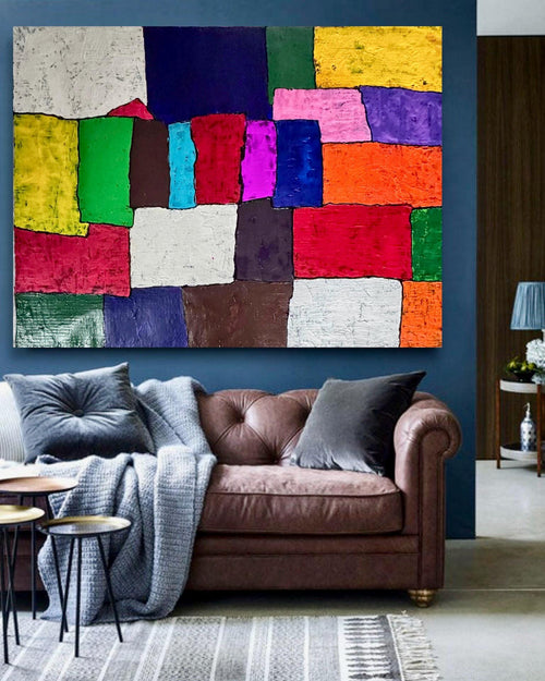 A Silent Dialogue of Colors in Contemporary Abstract Art (37x28 inch)