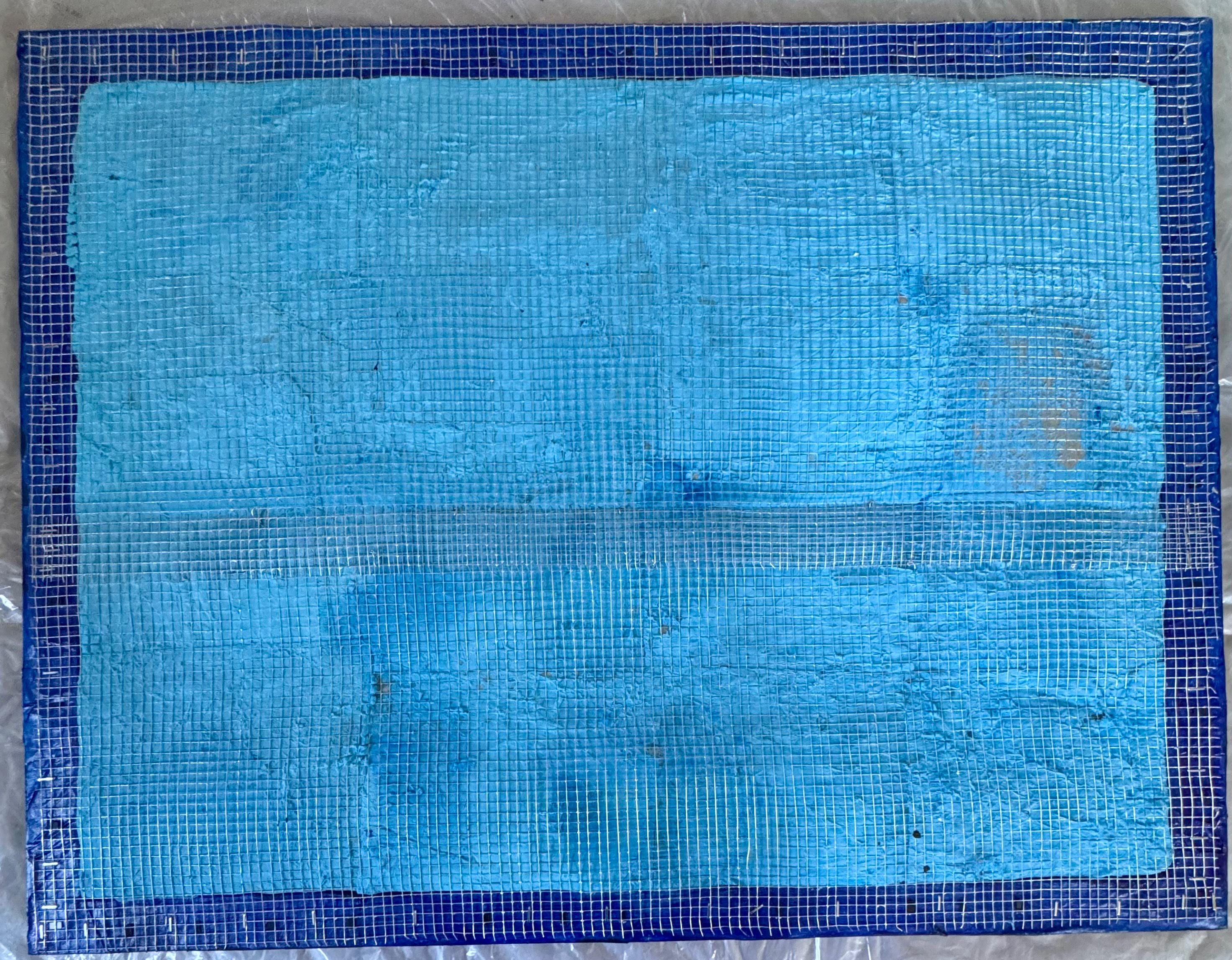 Abstract New York Skyline Mixed Media Art on Wire Mesh, Textured Acrylic Painting, Hand Painted Frame, Contemporary Wall Art(30.5x23.5 inch)