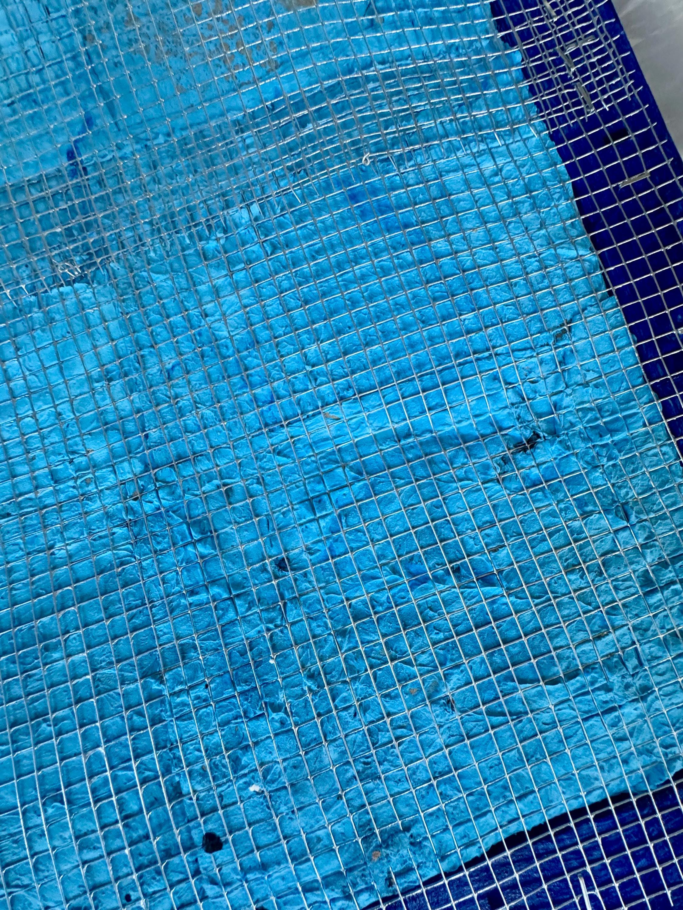 Abstract New York Skyline Mixed Media Art on Wire Mesh, Textured Acrylic Painting, Hand Painted Frame, Contemporary Wall Art(30.5x23.5 inch)