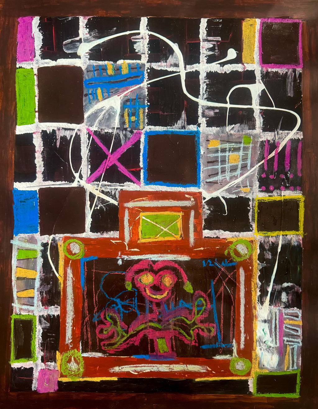 Handmade Abstract Acrylic Painting, Colorful Mixed Media Artwork, Not a Print (22x28 inch)