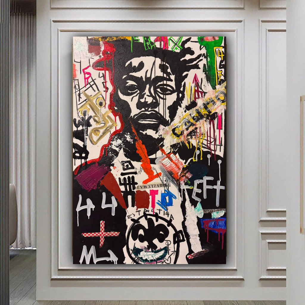 Original Pop Art Portrait Painting, Urban Street Art, Mixed Media (24x36 inch)