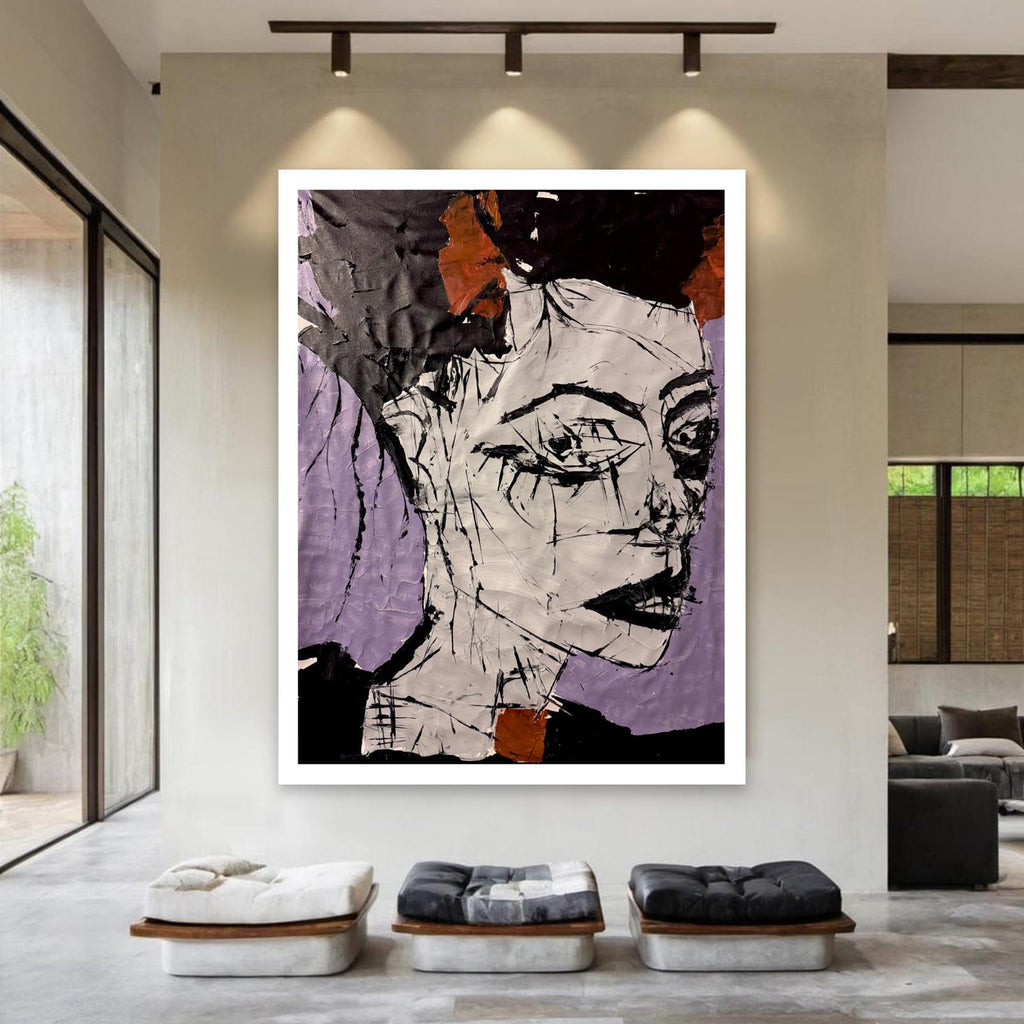 Abstract Expressionist Female Portrait | Original Acrylic on Canvas | Textured Modern Figurative Wall Art 30x40 Inch