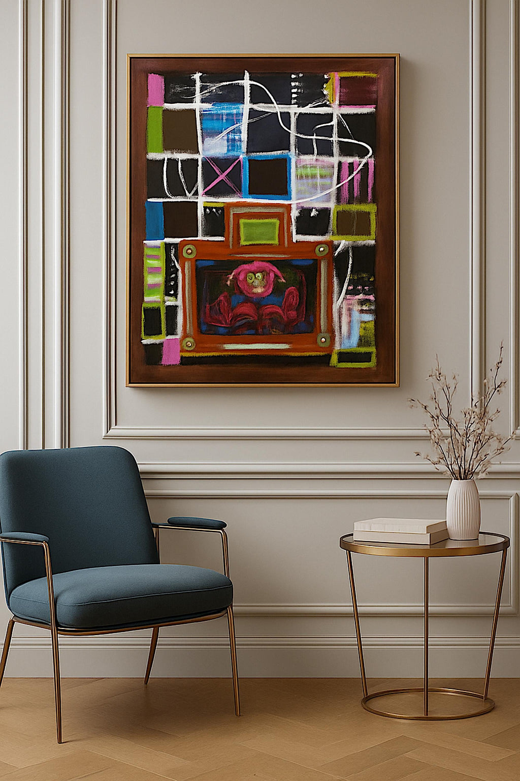 Handmade Abstract Acrylic Painting, Colorful Mixed Media Artwork, Not a Print (22x28 inch)