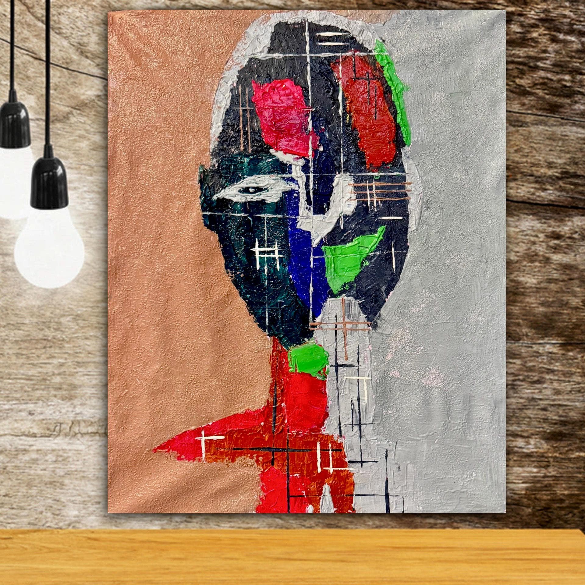 Abstract Expressionist Figurative Painting on Canvas, Textured Modern Art, Contemporary Emotional Portrait (19x23 inch)