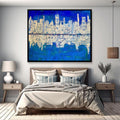 Abstract Cityscape Painting, Textured Palette Knife Acrylic, Skyline Wall Art (22x28 inch)