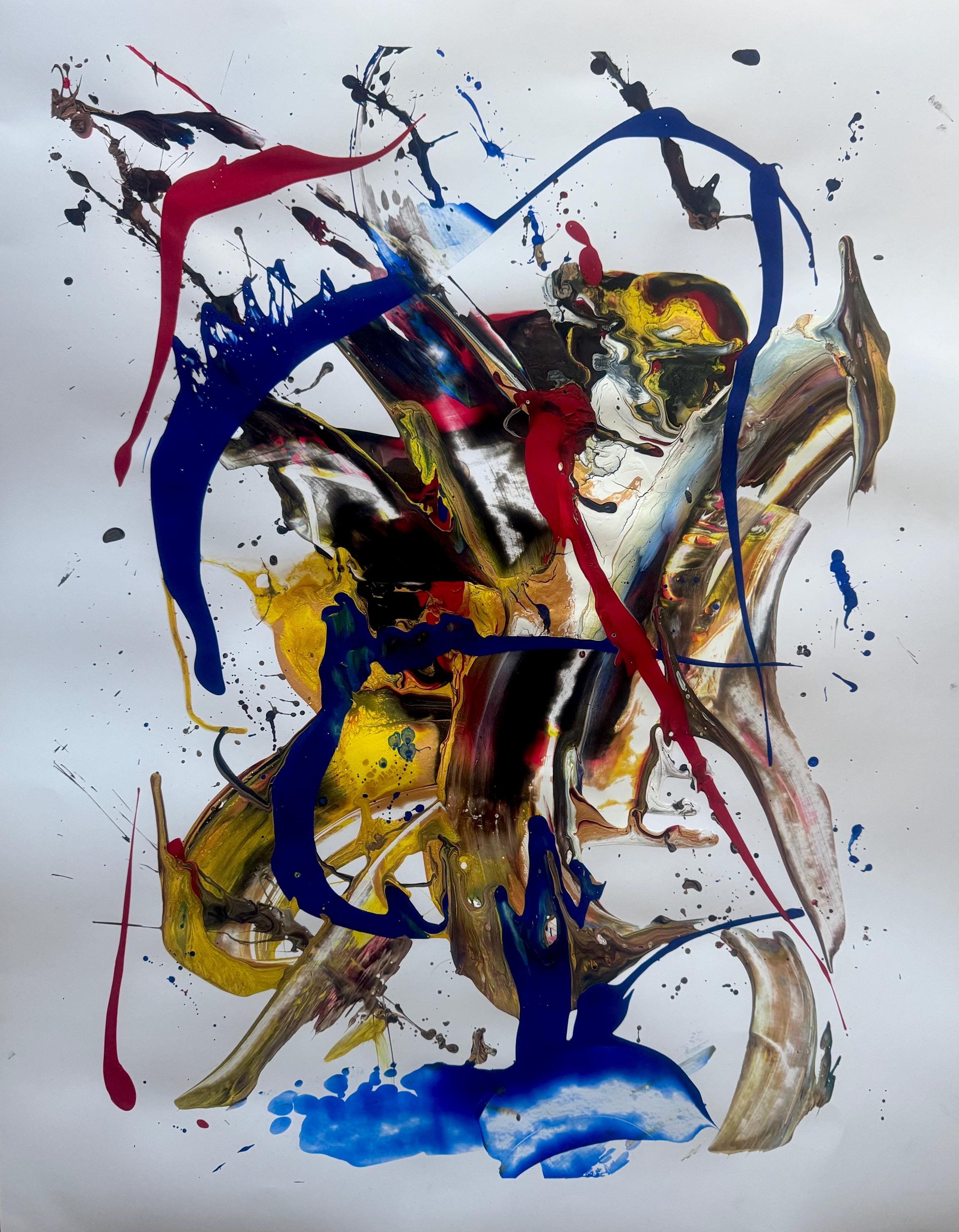 Original Abstract Expressionist Painting, Colorful Acrylic Art, Not a Print (22x28 inch)