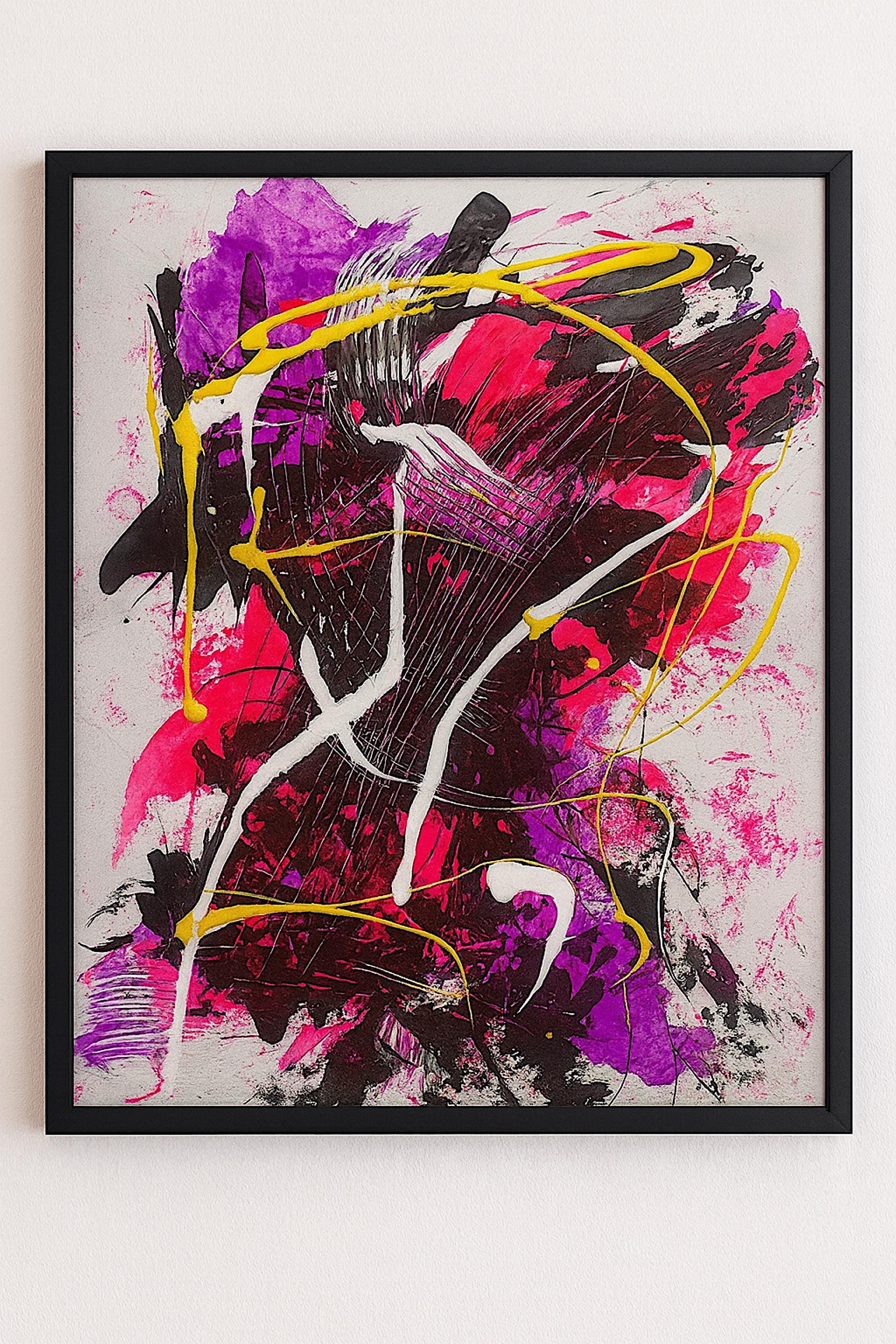 cAbstract Expressionist Painting on Japanese Kraft Paper - Modern Wall Decor (27x23 inch)