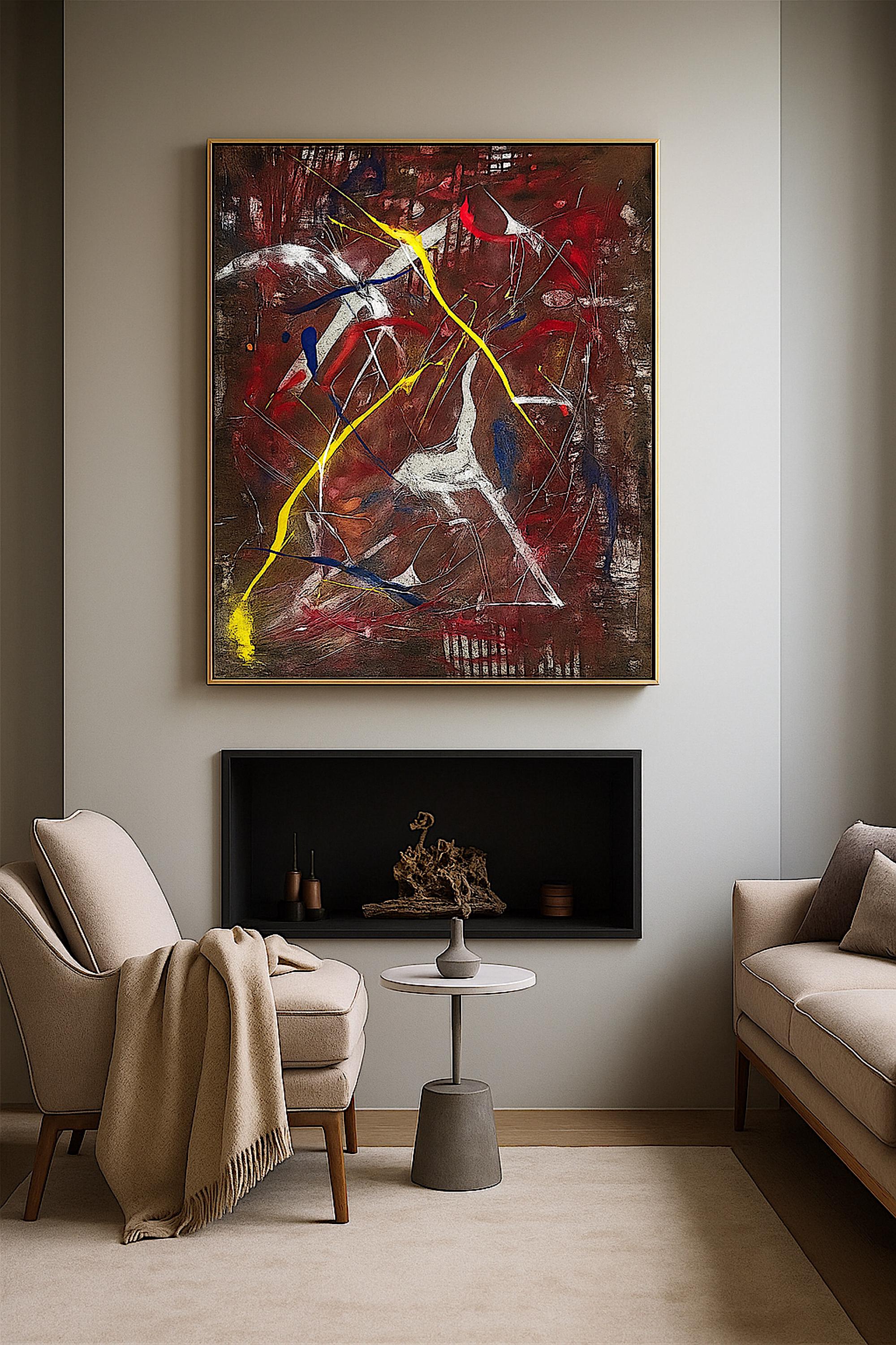 Handmade Original Abstract Painting, Acrylic on Paper, One-of-a-Kind Modern Art, Not a Print (22x28 inch)