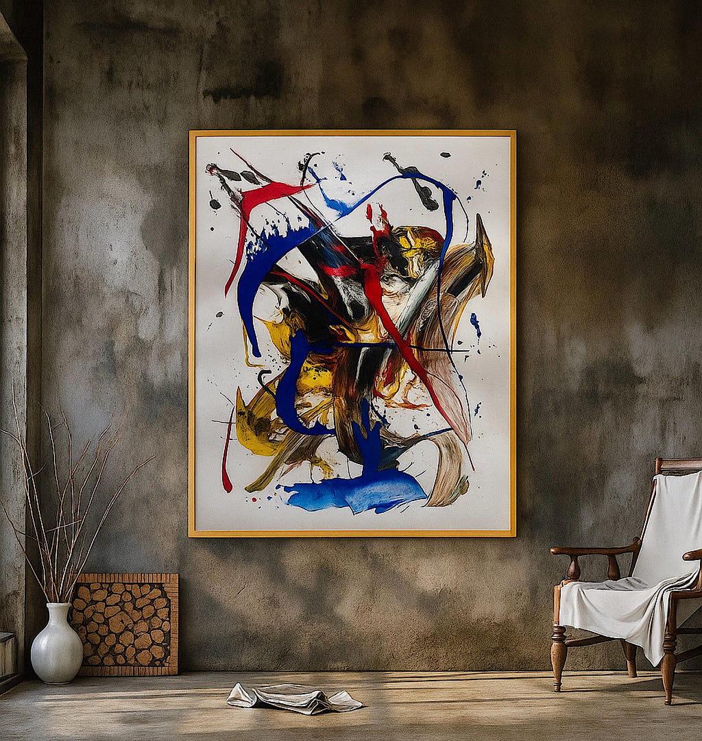 Original Abstract Expressionist Painting, Colorful Acrylic Art, Not a Print (22x28 inch)