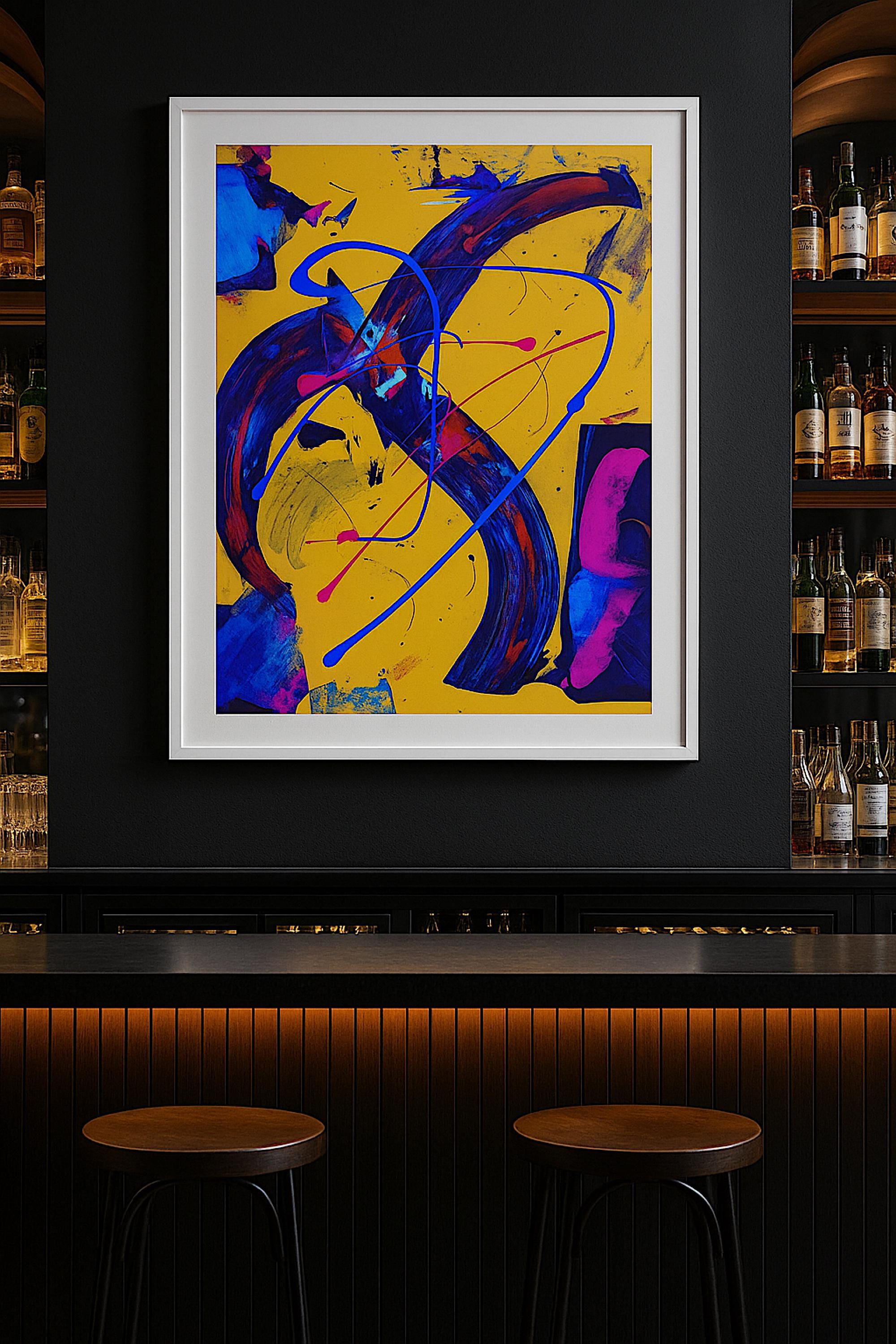 Original Abstract Acrylic Painting on Paper Poster, One-of-a-Kind Handmade Artwork, Not a Print  (22x28 inch)