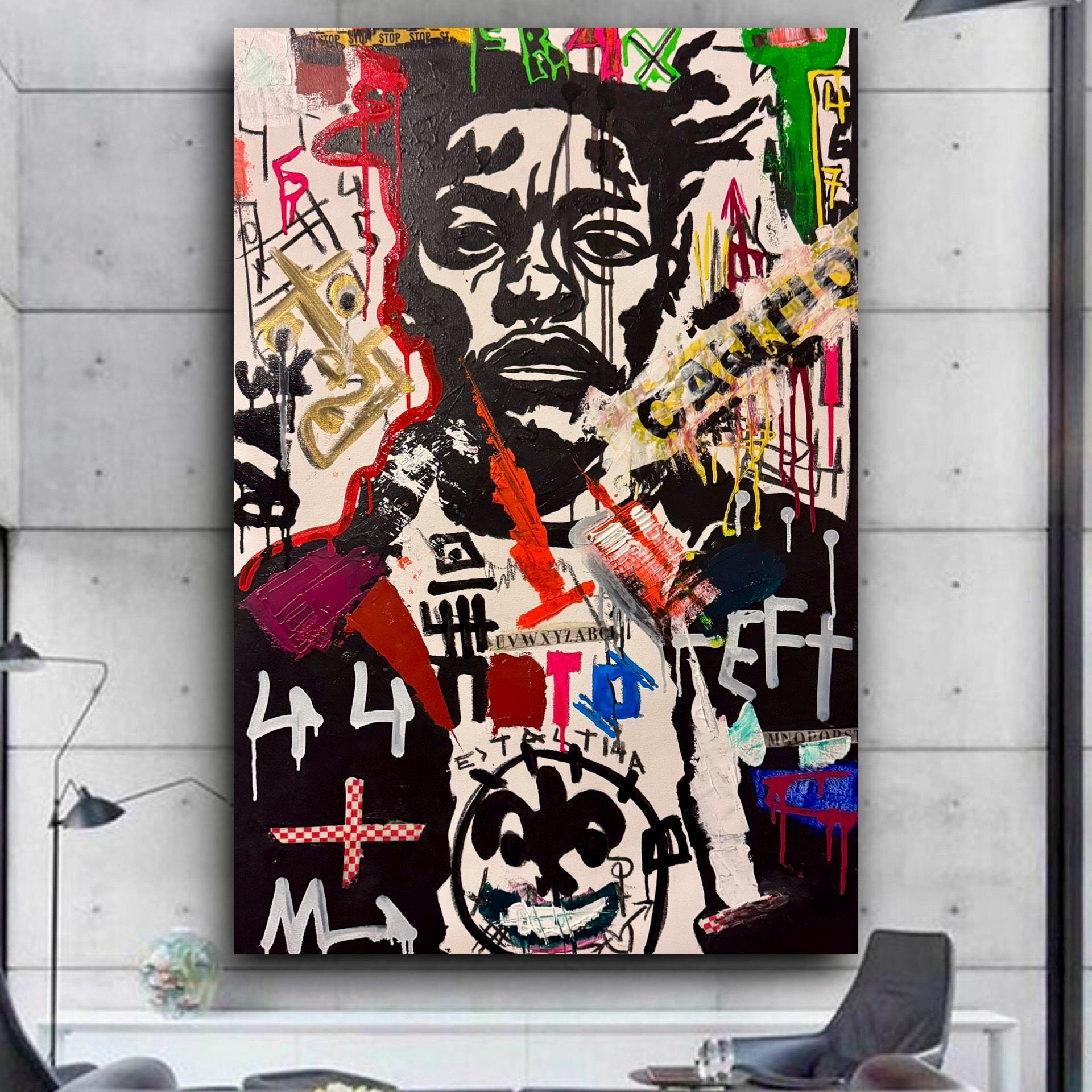 Original Pop Art Portrait Painting, Urban Street Art, Mixed Media (24x36 inch)