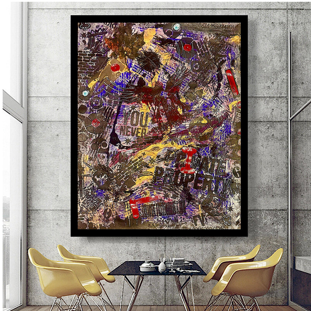 Handmade Acrylic Mixed Media Abstract Painting on Paper, Not a Print (22x28 inch)