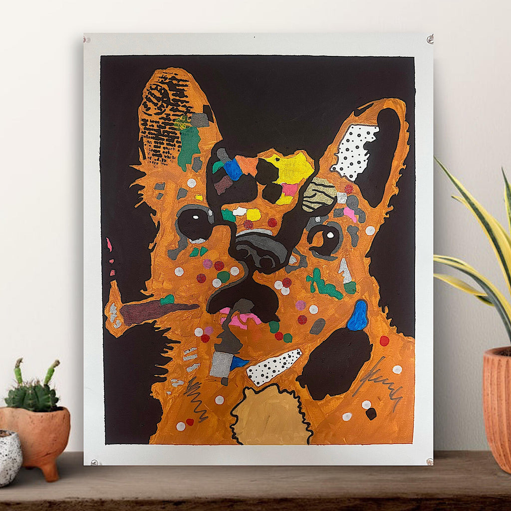 Bulldog Pop Art Canvas Painting: Colorful Modern Dog Wall Decor (20x24 inch)