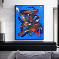Original Blue Abstract Painting on Canvas, Modern Wall Art, Not a Print (22x28 inch)