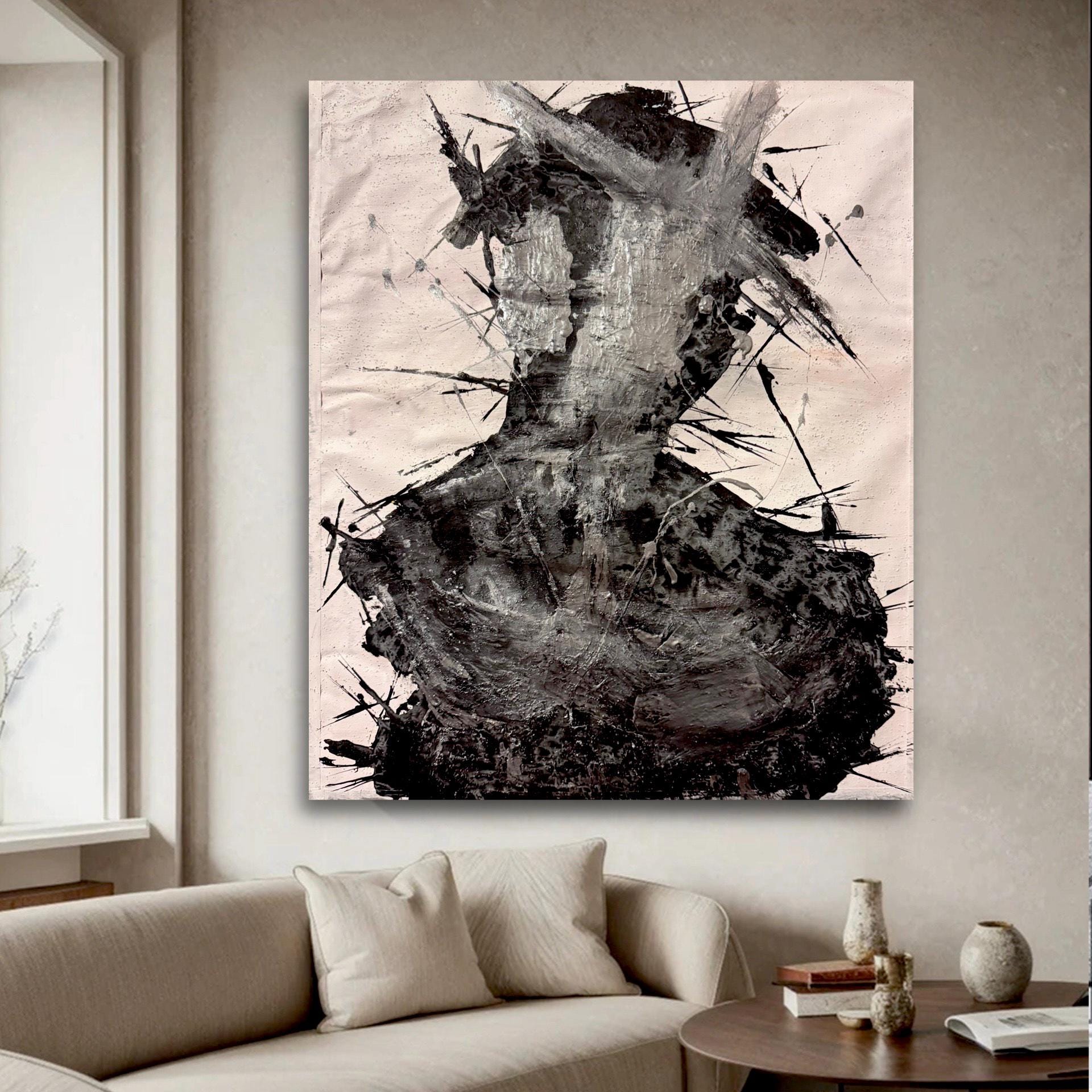 Abstract Expressionist Portrait – Figurative Acrylic Painting on Canvas (20x24 inch Canvas)