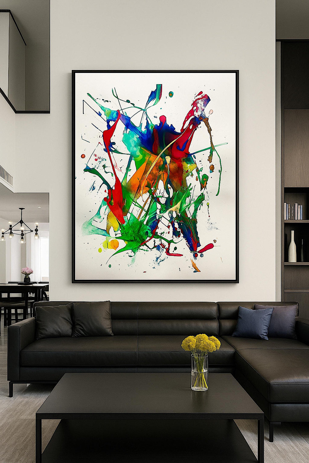 Abstract Acrylic Splash Painting, Original Colorful Wall Art,  Not a Print (22x28 inch)