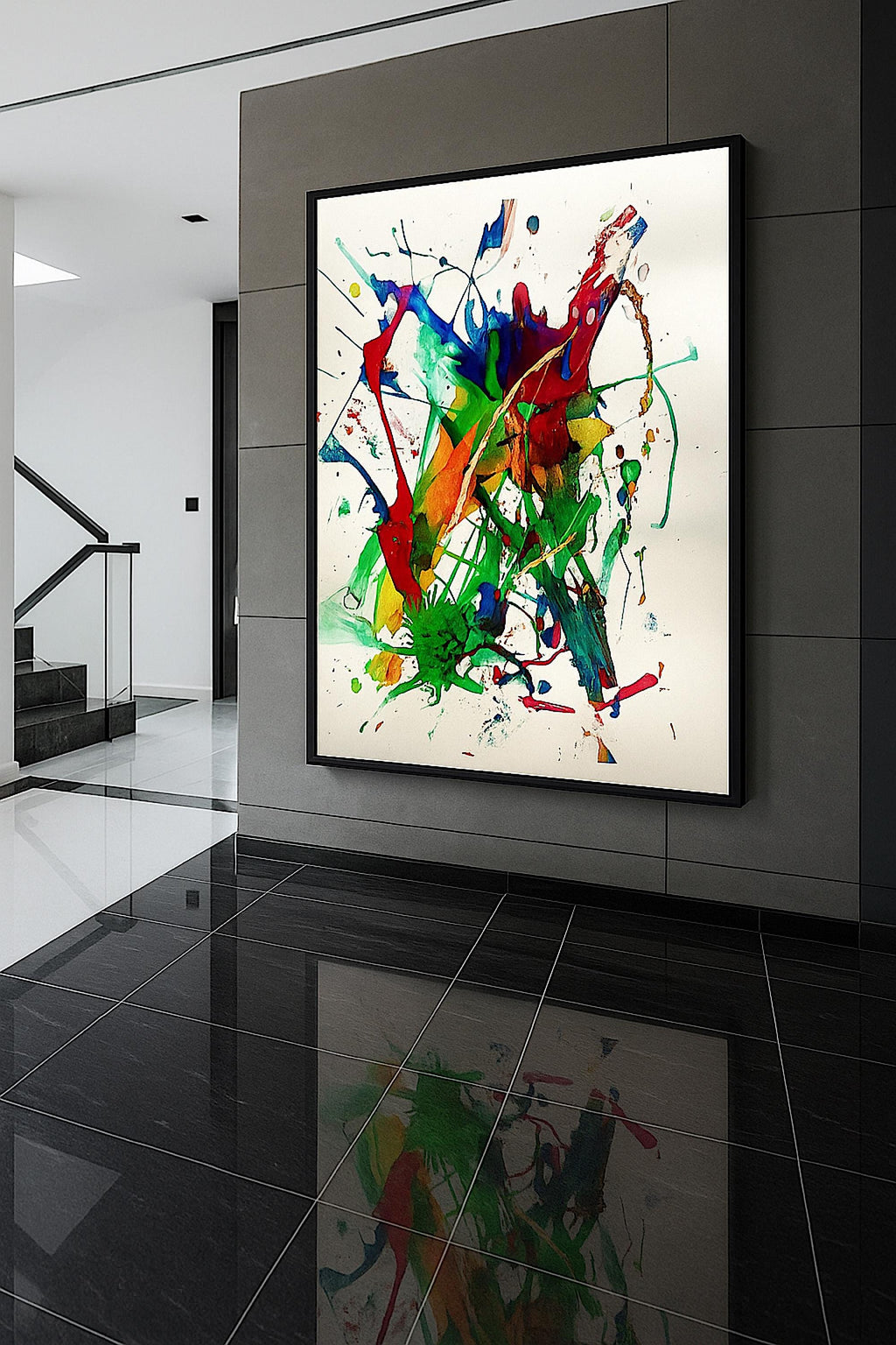 Abstract Acrylic Splash Painting, Original Colorful Wall Art,  Not a Print (22x28 inch)