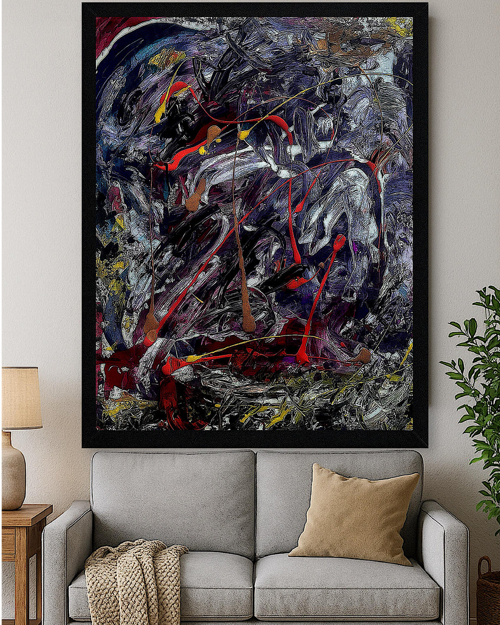 Abstract Expressionist Painting: Original Acrylic Art on Japanese Kraft Paper (27x23 inch)