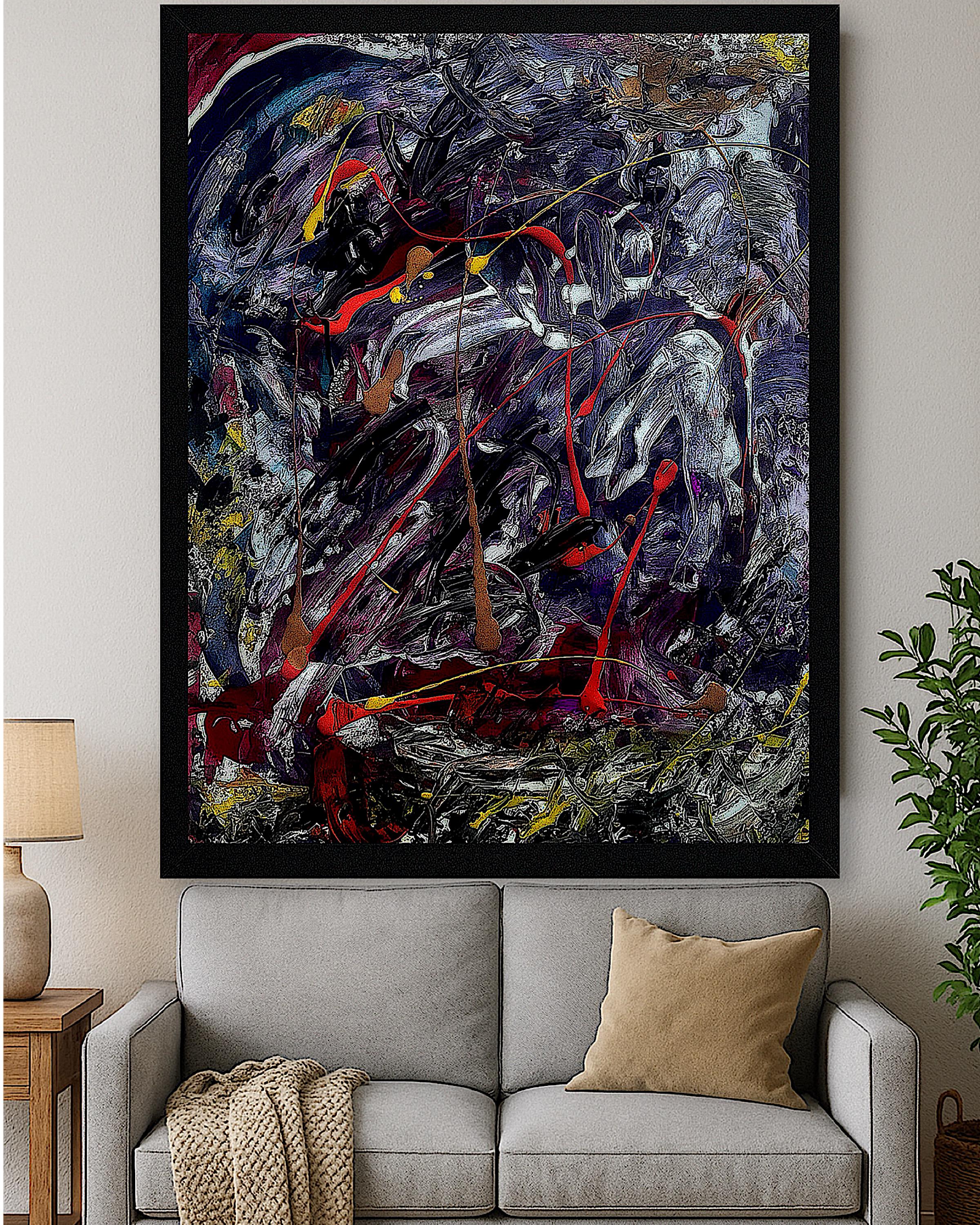 Abstract Expressionist Painting: Original Acrylic Art on Japanese Kraft Paper (27x23 inch)