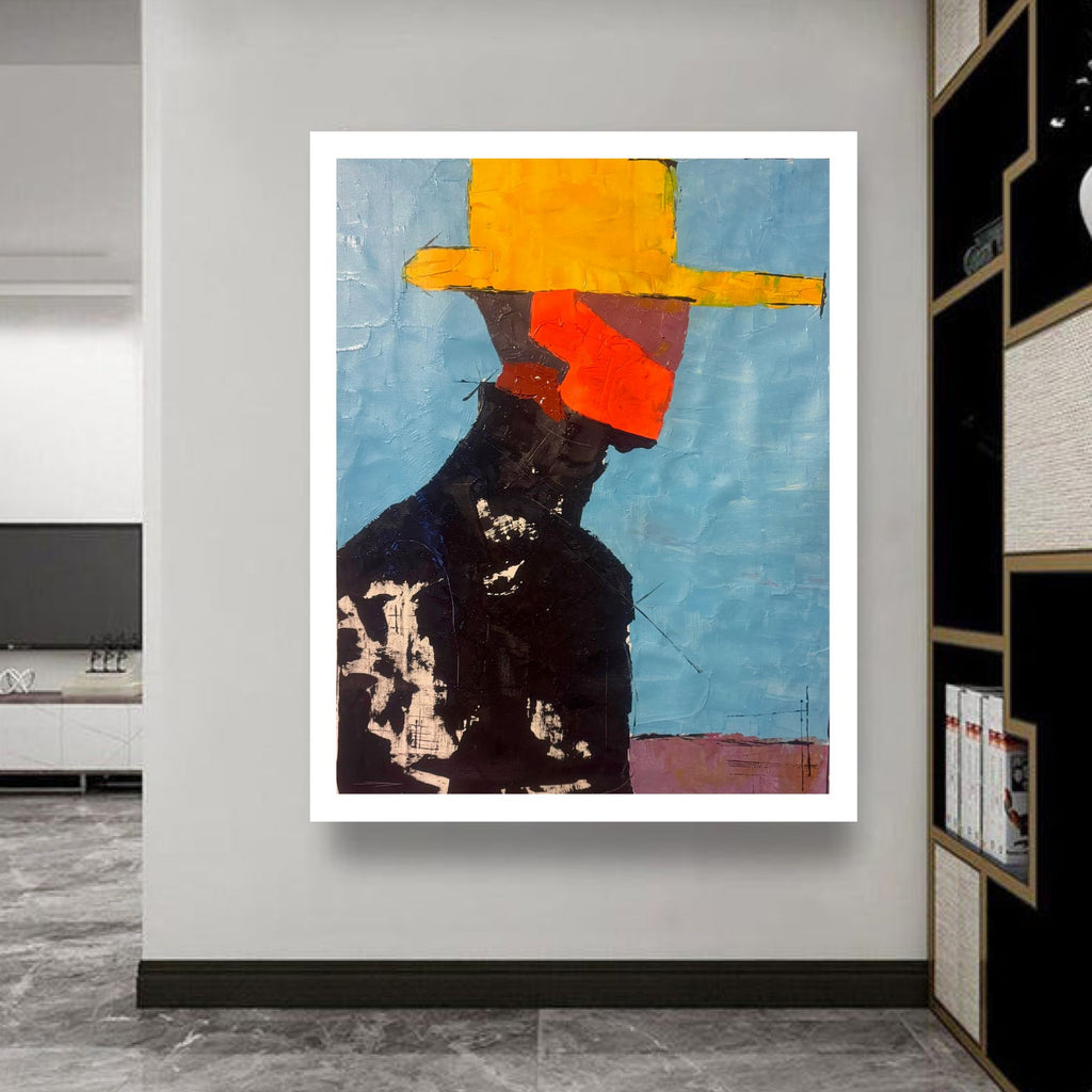 Silent Identity in Yellow: Textured Acrylic Palette Knife Painting on Canvas, Bold Abstract Expression with Emotional Depth