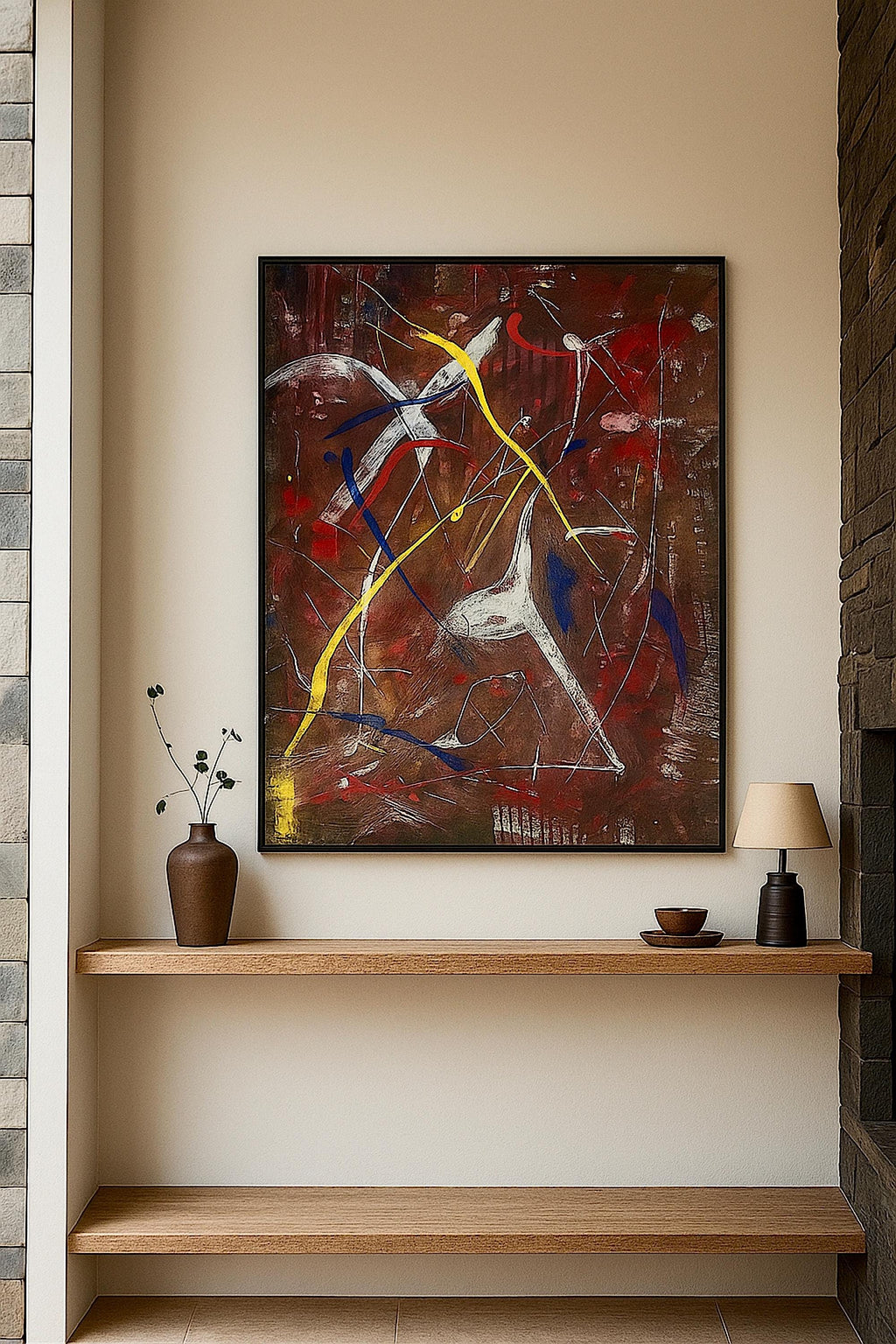 Handmade Original Abstract Painting, Acrylic on Paper, One-of-a-Kind Modern Art, Not a Print (22x28 inch)