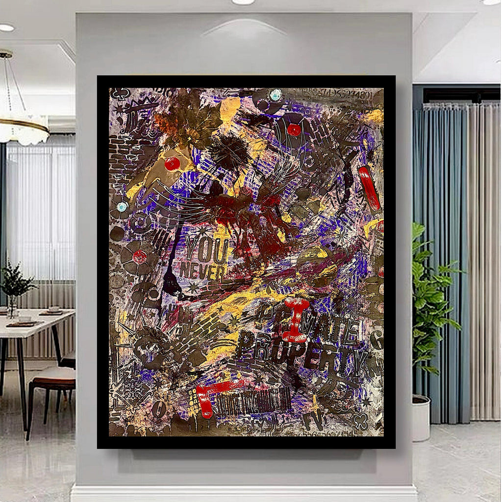 Handmade Acrylic Mixed Media Abstract Painting on Paper, Not a Print (22x28 inch)