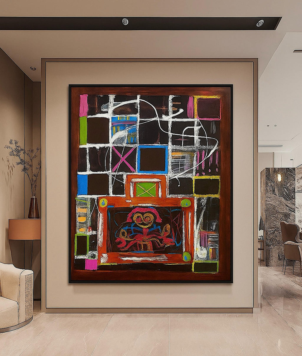 Handmade Abstract Acrylic Painting, Colorful Mixed Media Artwork, Not a Print (22x28 inch)