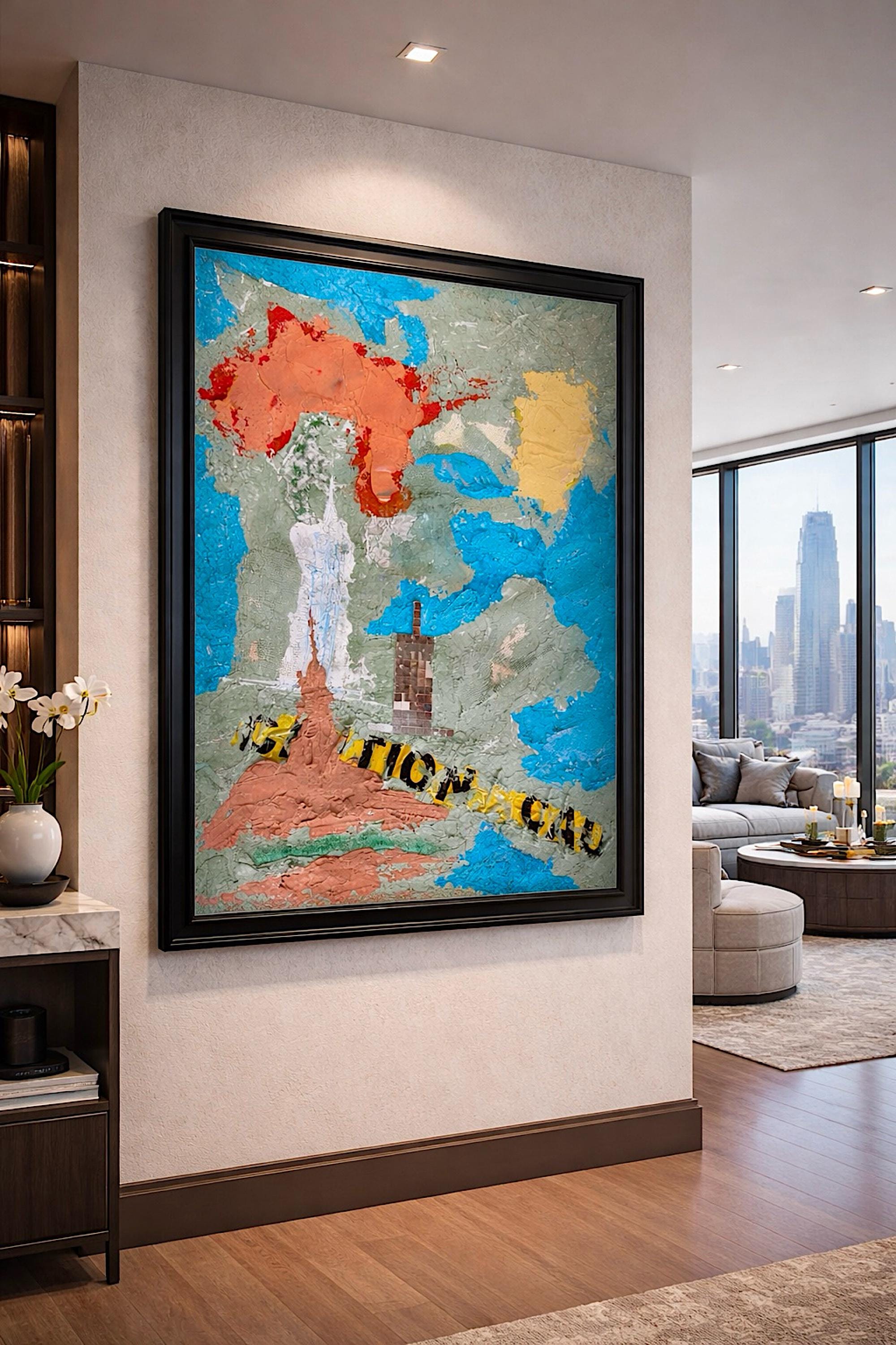 Textured Abstract Expressionist Painting, Mixed Media Wall Art (22x29 inch)