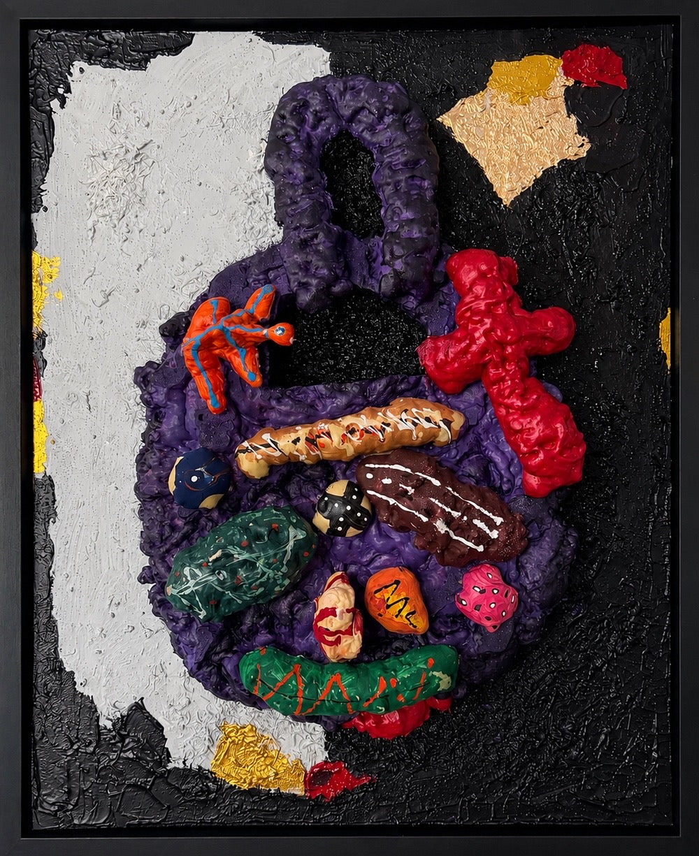 Handmade Luxury Bag Sculpture Art | Textured Mixed Media Acrylic Wood Hardboard (26x36 Inches)