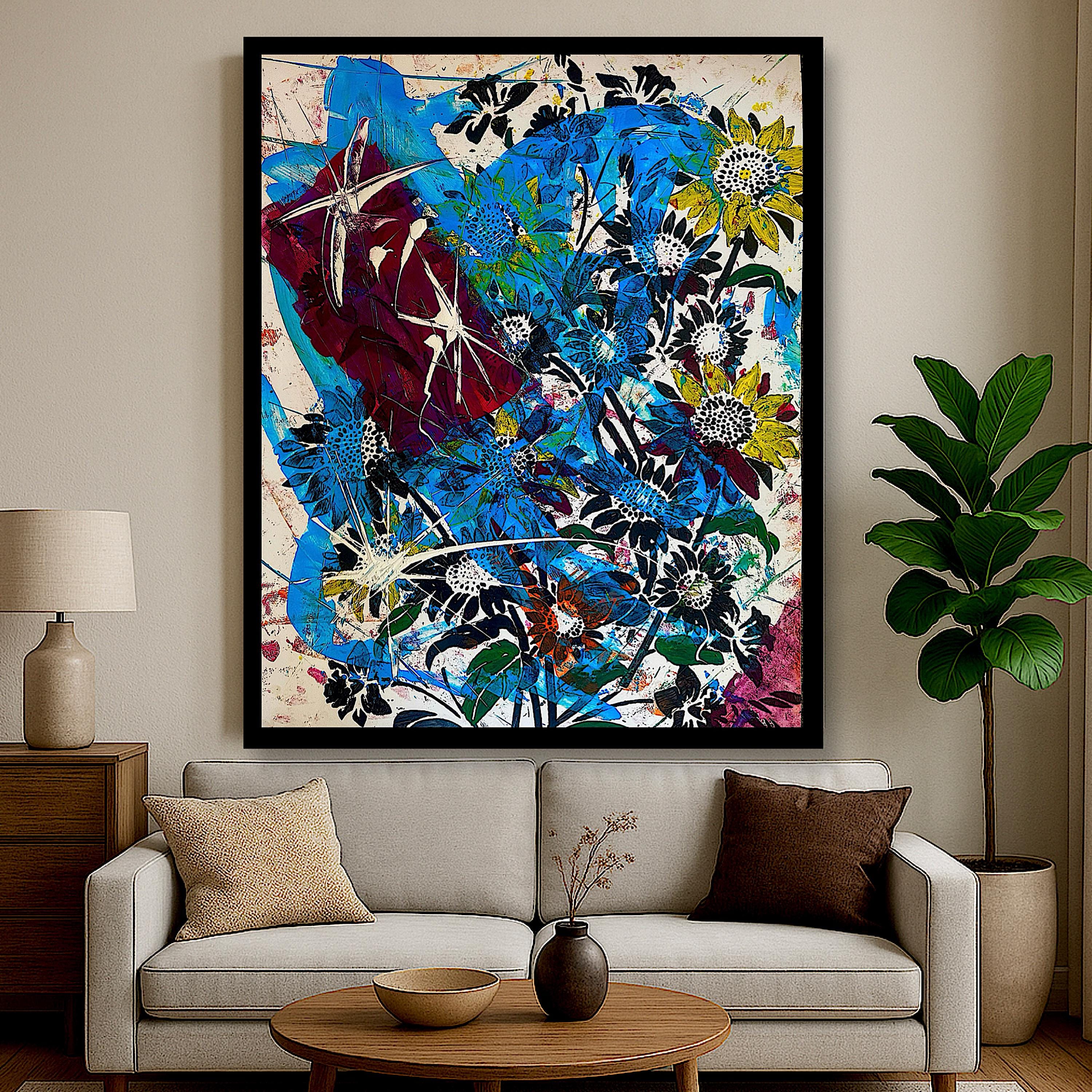 Original Acrylic Abstract on Paper Poster, One-of-a-Kind Hand-Painted Artwork, Not a Print  (22x28 inch)