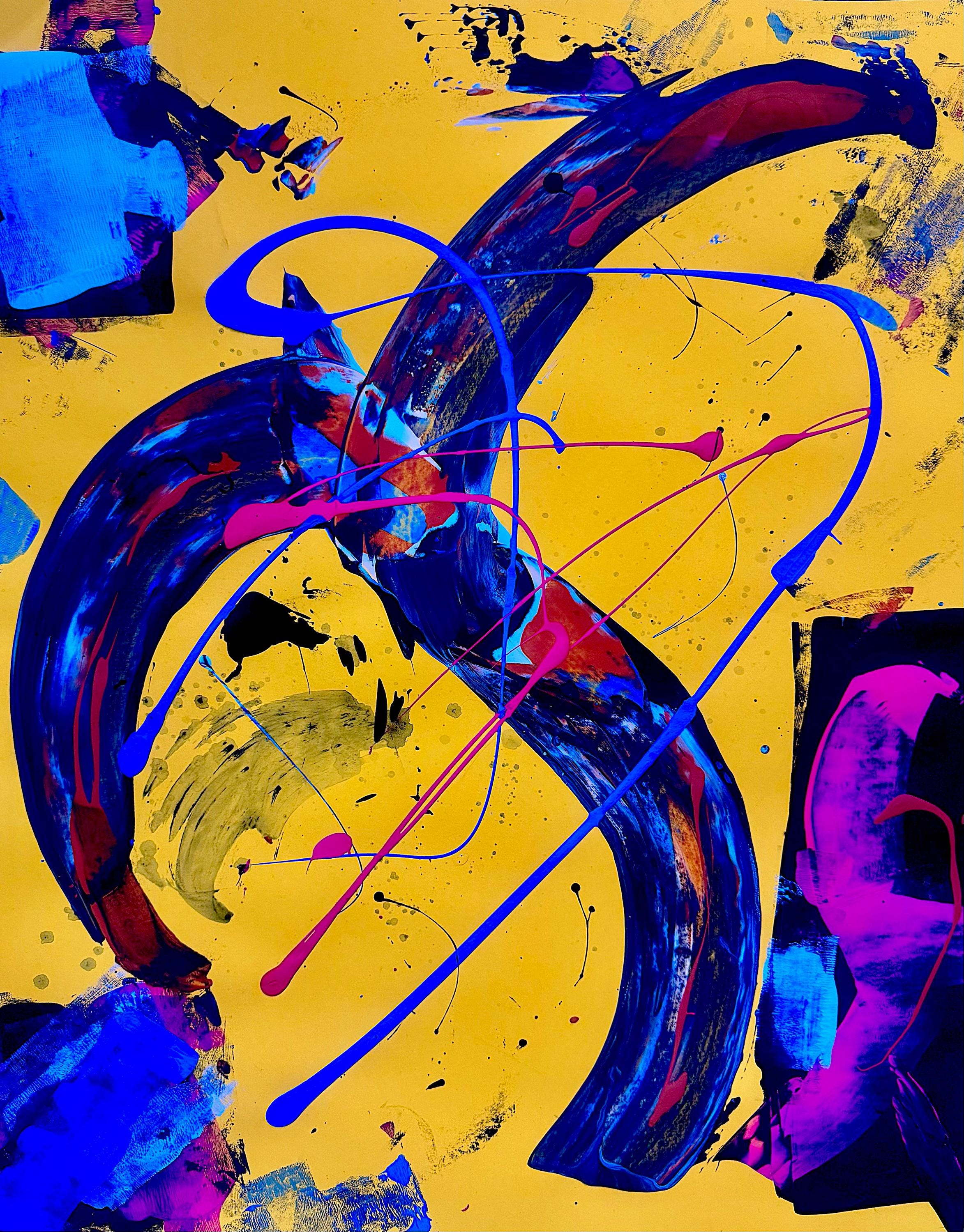 Original Abstract Acrylic Painting on Paper Poster, One-of-a-Kind Handmade Artwork, Not a Print  (22x28 inch)