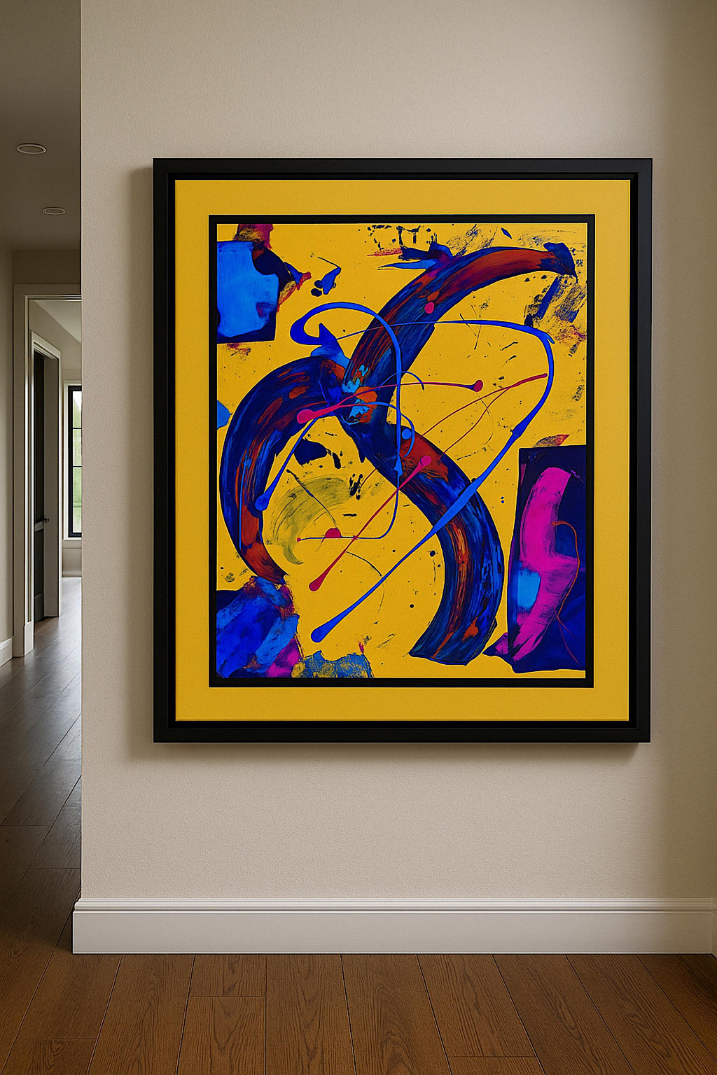 Original Abstract Acrylic Painting on Paper Poster, One-of-a-Kind Handmade Artwork, Not a Print  (22x28 inch)