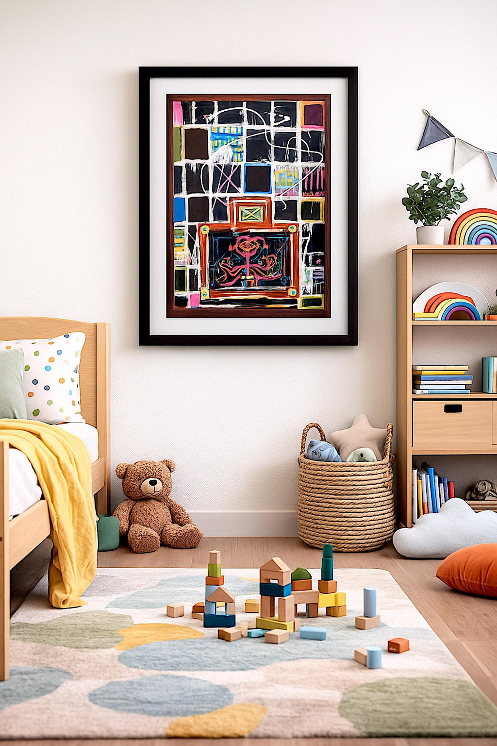 Handmade Abstract Acrylic Painting, Colorful Mixed Media Artwork, Not a Print (22x28 inch)