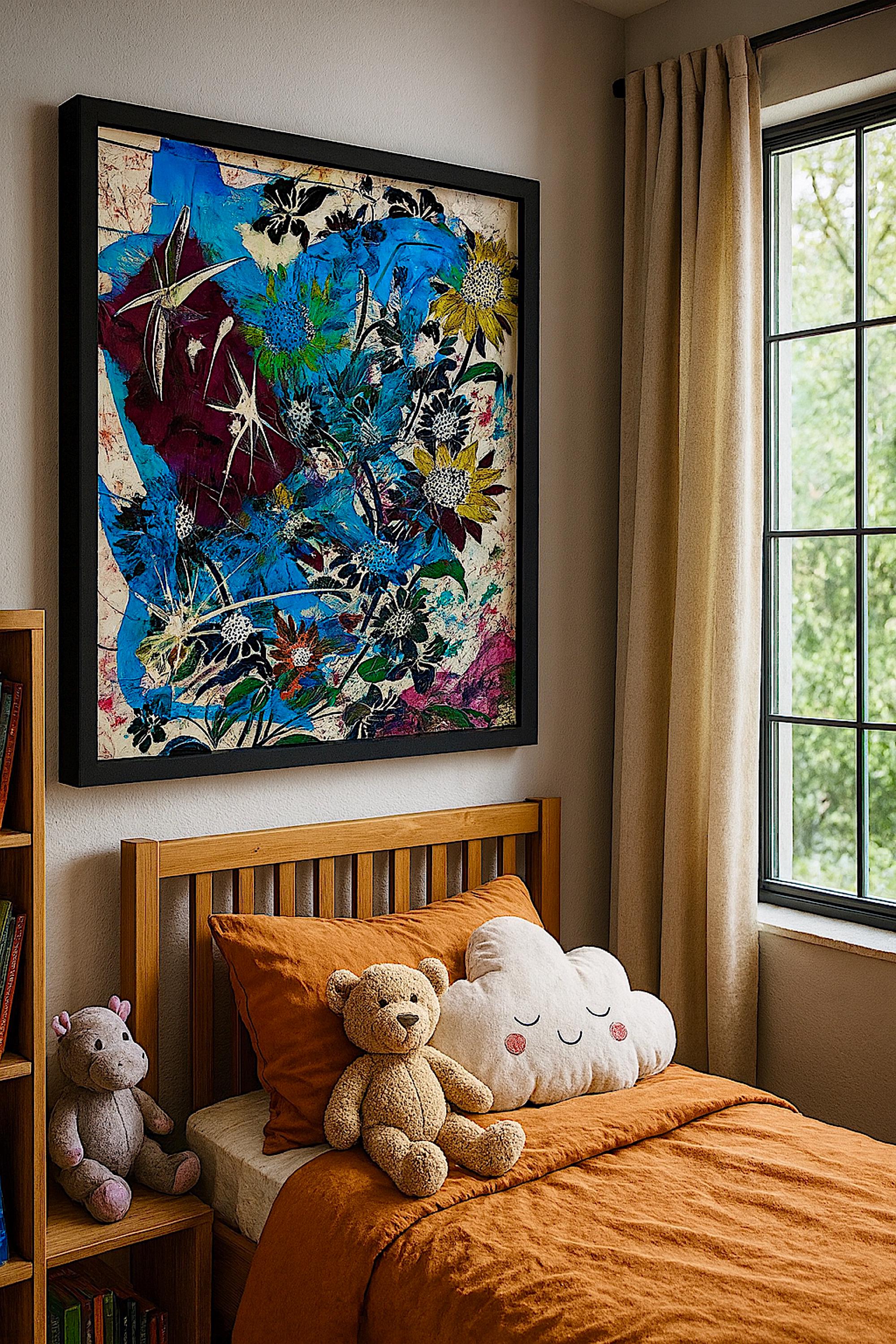 Original Acrylic Abstract on Paper Poster, One-of-a-Kind Hand-Painted Artwork, Not a Print  (22x28 inch)