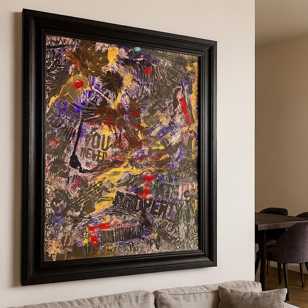 Handmade Acrylic Mixed Media Abstract Painting on Paper, Not a Print (22x28 inch)