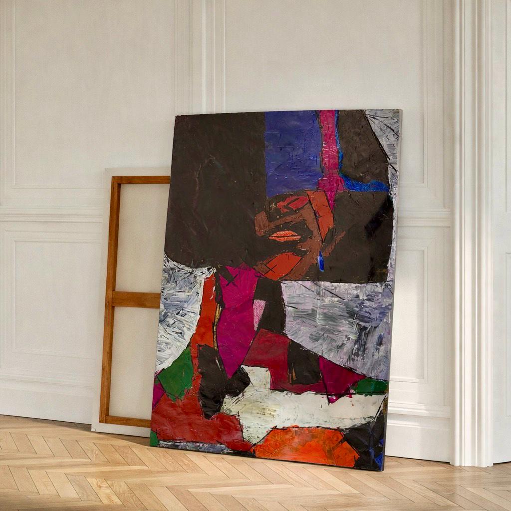 Abstract Expressionist Portrait Painting, Textured Acrylic Art (24x35 inch Canvas)