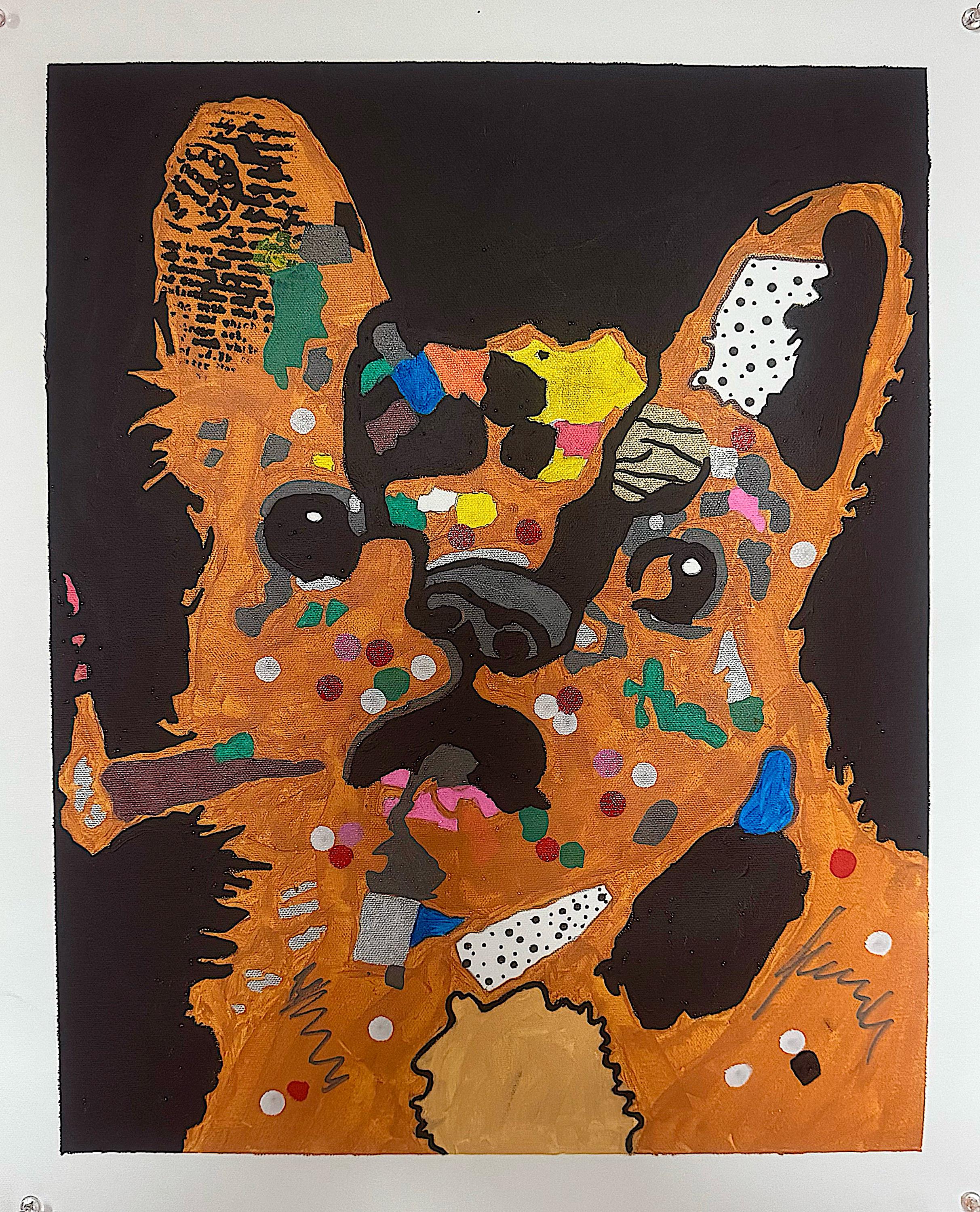 Bulldog Pop Art Canvas Painting: Colorful Modern Dog Wall Decor (20x24 inch)