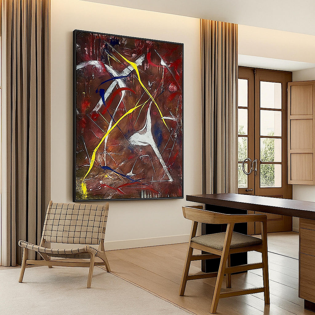 Handmade Original Abstract Painting, Acrylic on Paper, One-of-a-Kind Modern Art, Not a Print (22x28 inch)