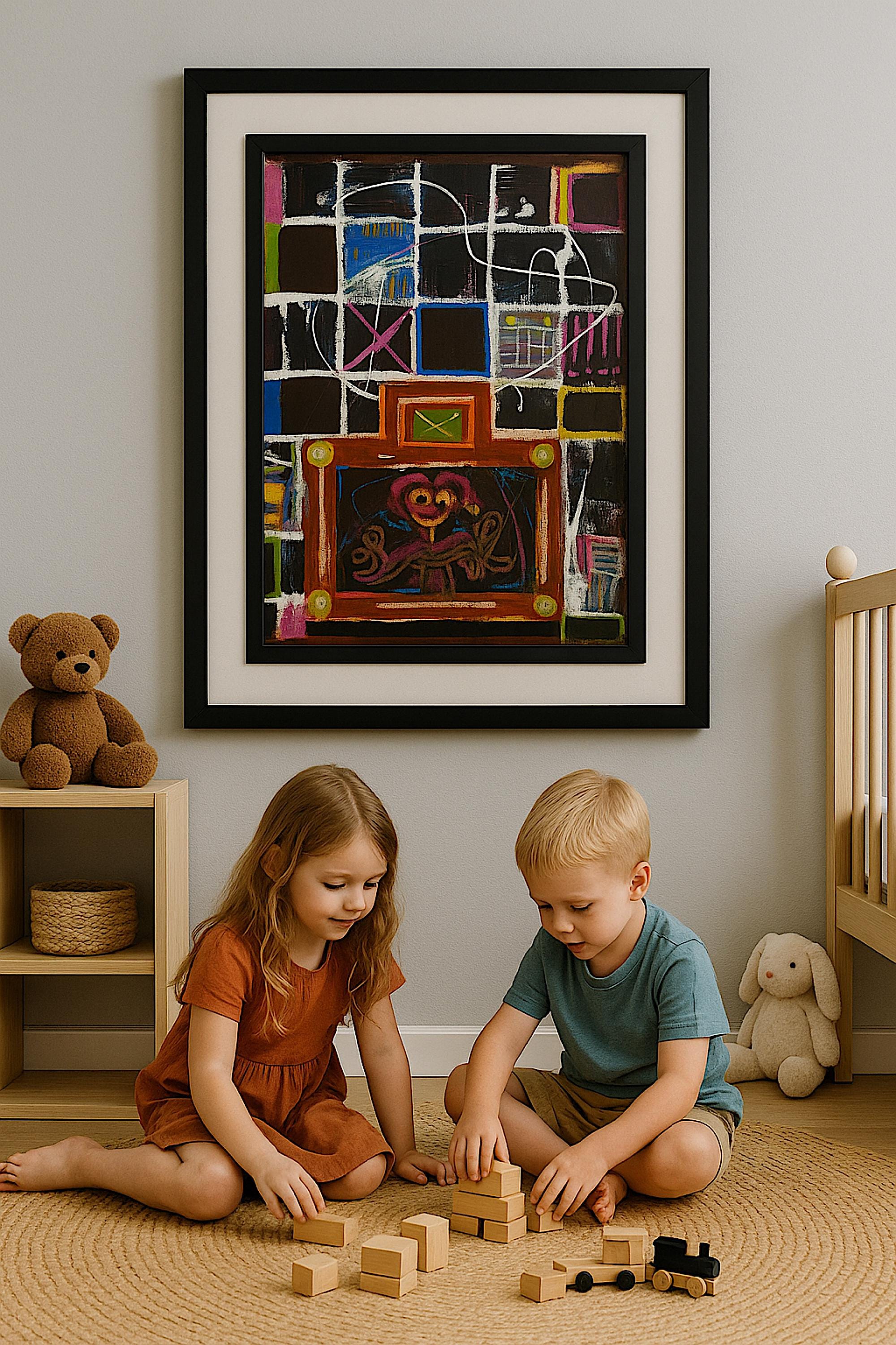 Handmade Abstract Acrylic Painting, Colorful Mixed Media Artwork, Not a Print (22x28 inch)