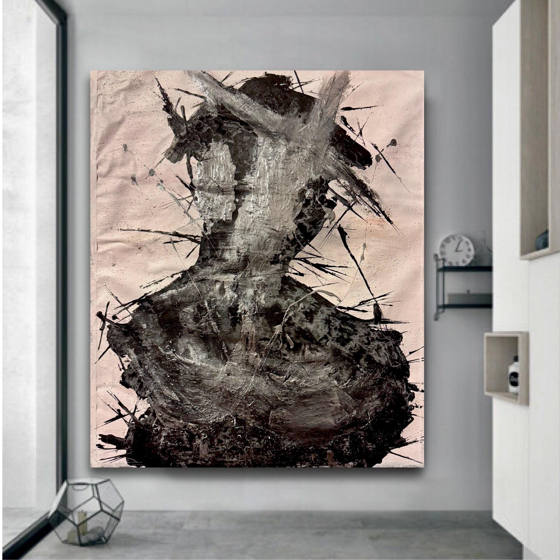 Abstract Expressionist Portrait – Figurative Acrylic Painting on Canvas (20x24 inch Canvas)