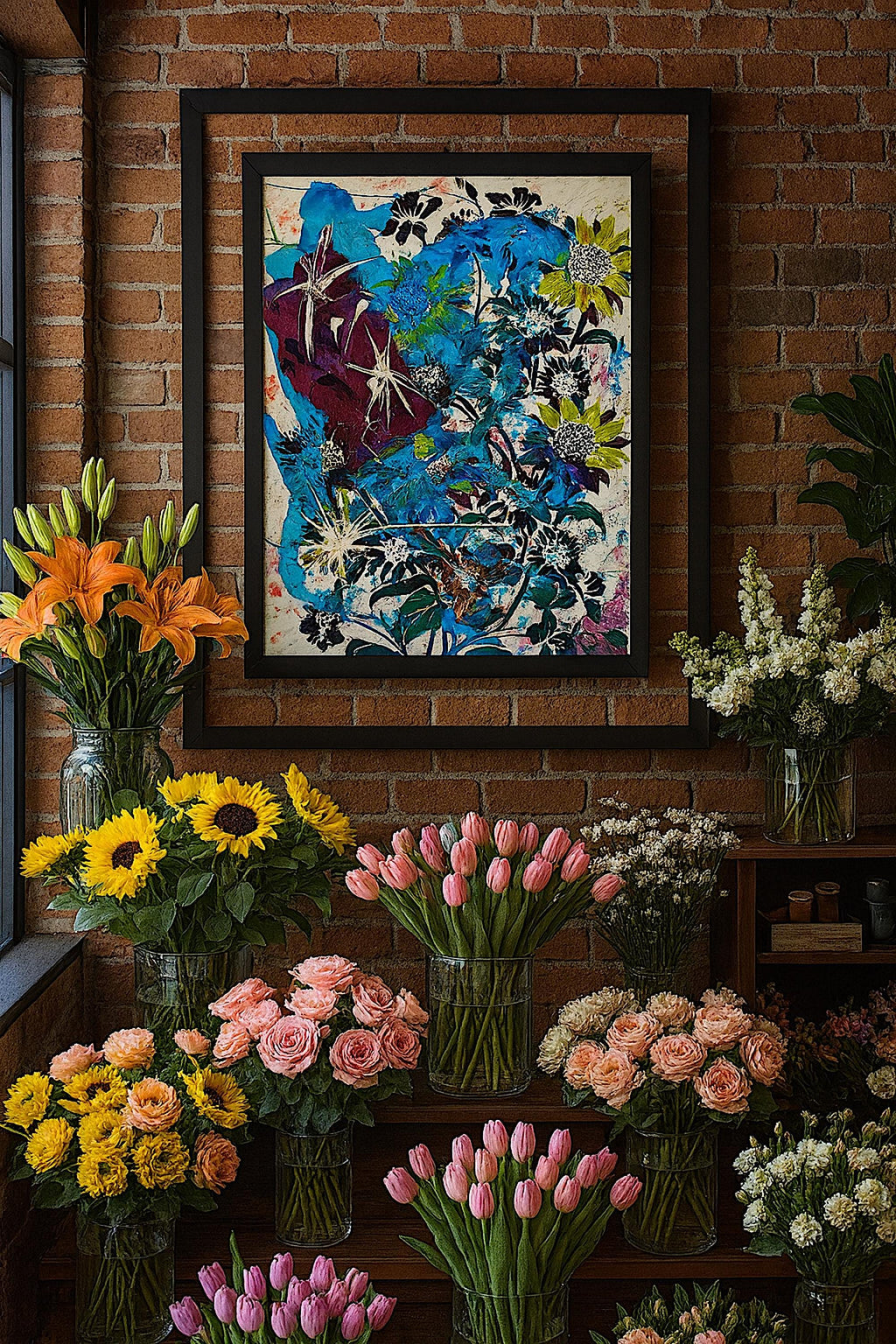 Original Acrylic Abstract on Paper Poster, One-of-a-Kind Hand-Painted Artwork, Not a Print  (22x28 inch)