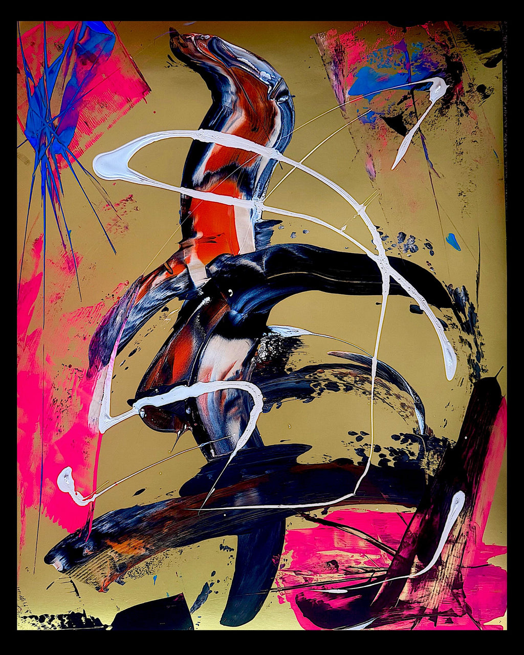 Original Neon Acrylic Abstract Art, Hand-Painted (22x28 inch)