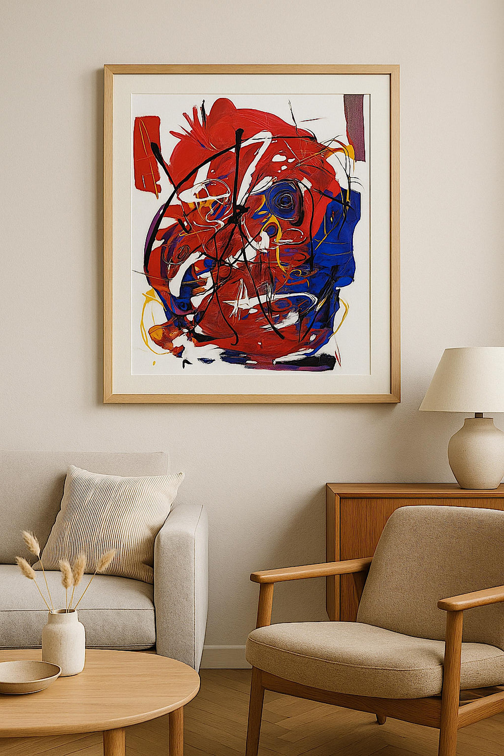 Original Abstract Expressionist Acrylic Painting - Modern Wall Decor (27x23 inch)