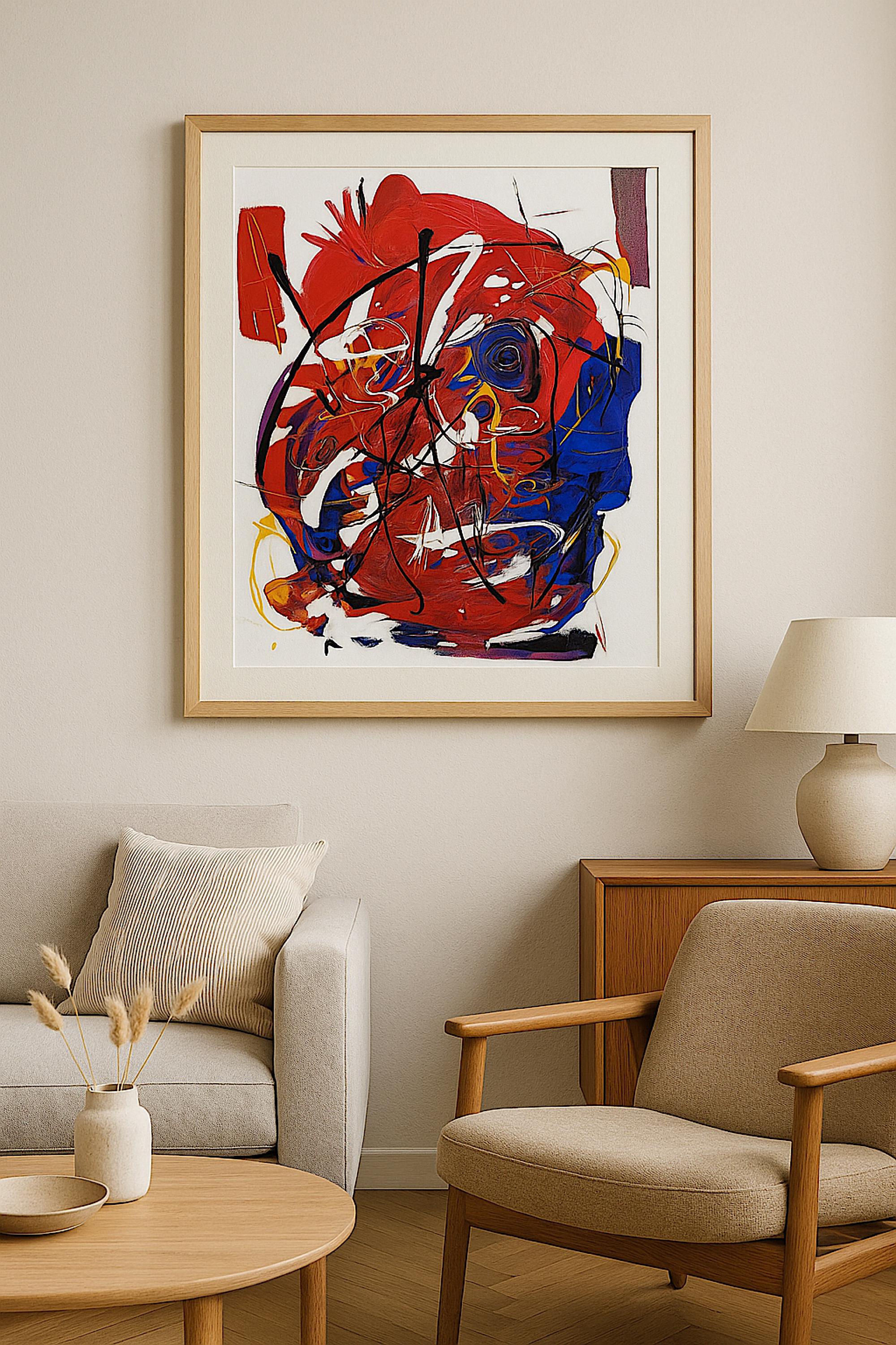 Original Abstract Expressionist Acrylic Painting - Modern Wall Decor (27x23 inch)