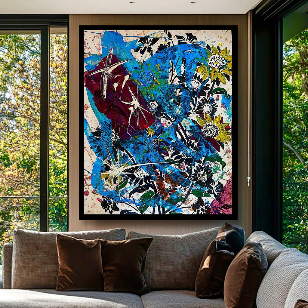 Original Acrylic Abstract on Paper Poster, One-of-a-Kind Hand-Painted Artwork, Not a Print  (22x28 inch)