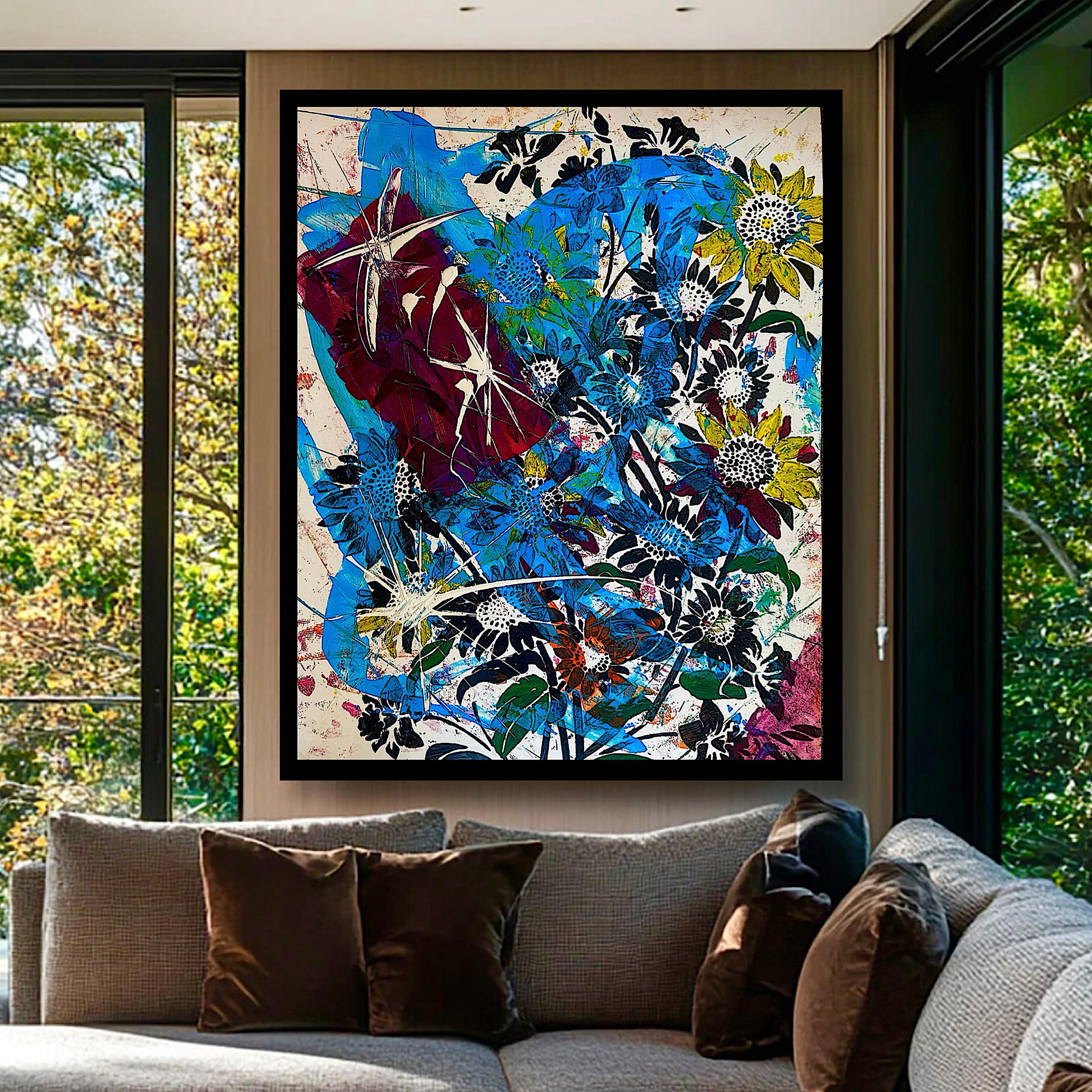 Original Acrylic Abstract on Paper Poster, One-of-a-Kind Hand-Painted Artwork, Not a Print  (22x28 inch)