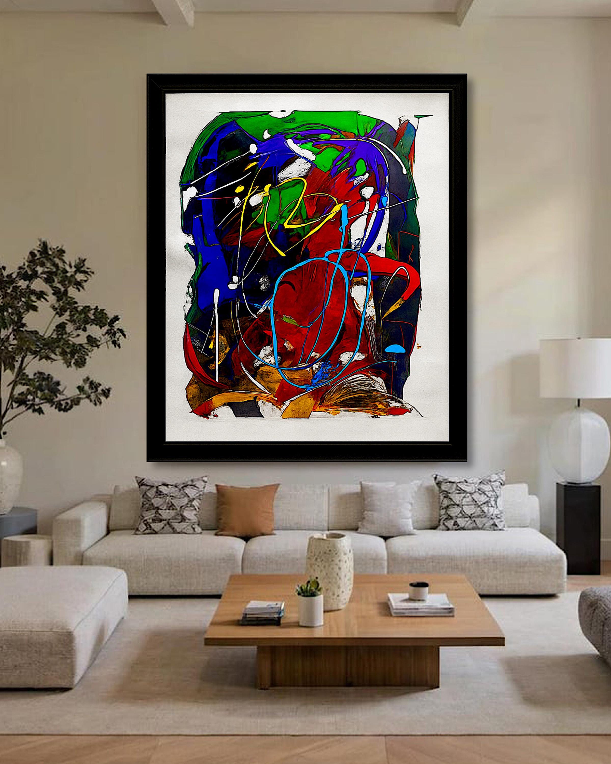 Original Hand Painted Abstract Acrylic Canvas Art Colorful 27x23 Inch Modern Expressionist Wall Decor