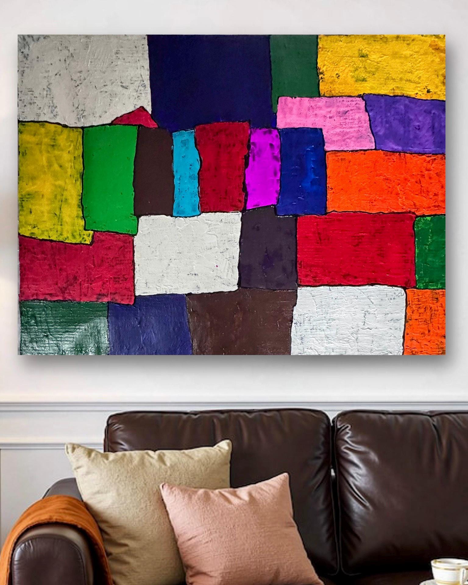A Silent Dialogue of Colors in Contemporary Abstract Art (37x28 inch)