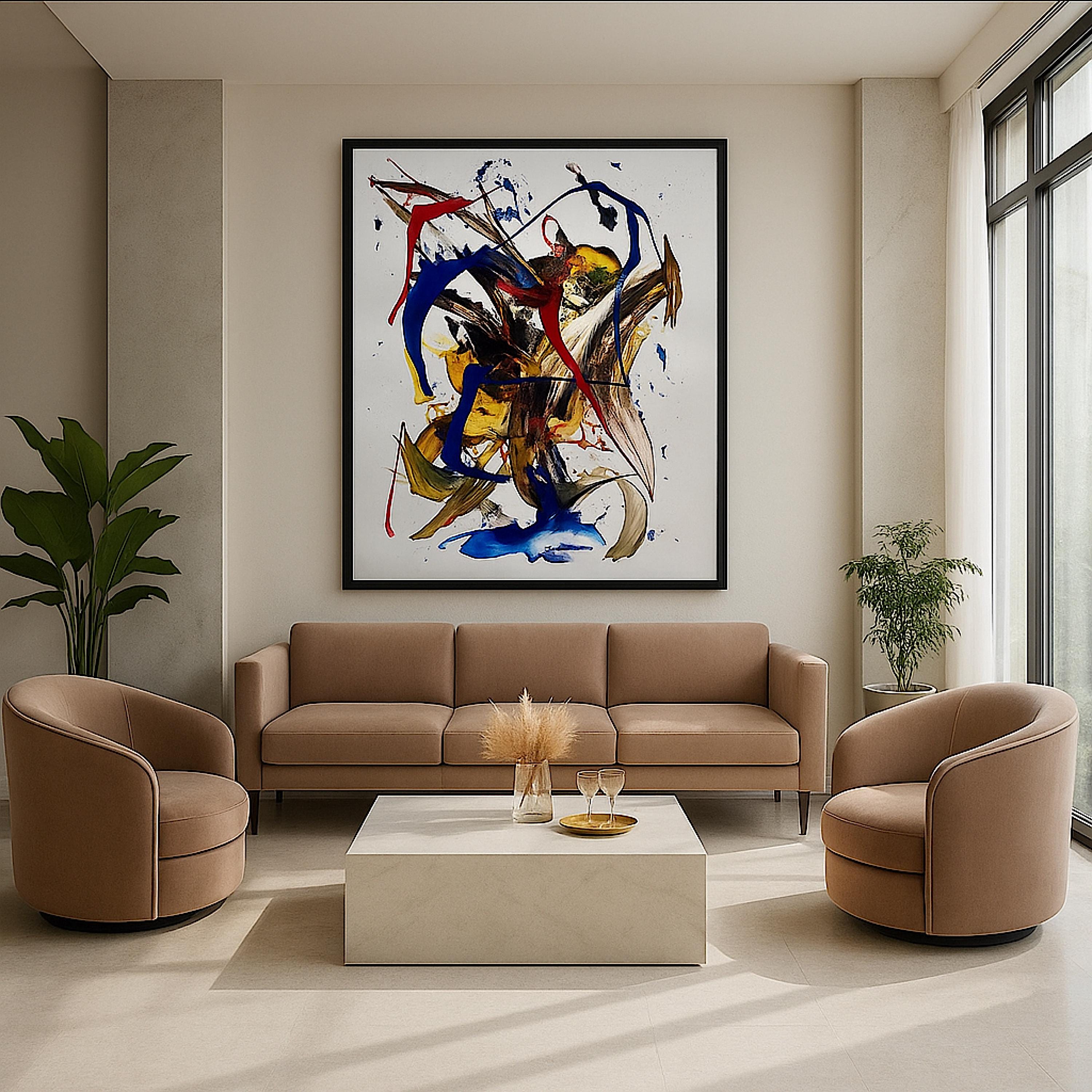 Original Abstract Expressionist Painting, Colorful Acrylic Art, Not a Print (22x28 inch)