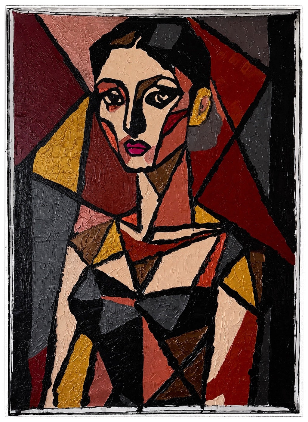 Untitled | Original Neo-Expressionist Abstract Portrait | Hand-Painted Acrylic on Canvas | 26x36 Inch | One-of-a-Kind Artwork